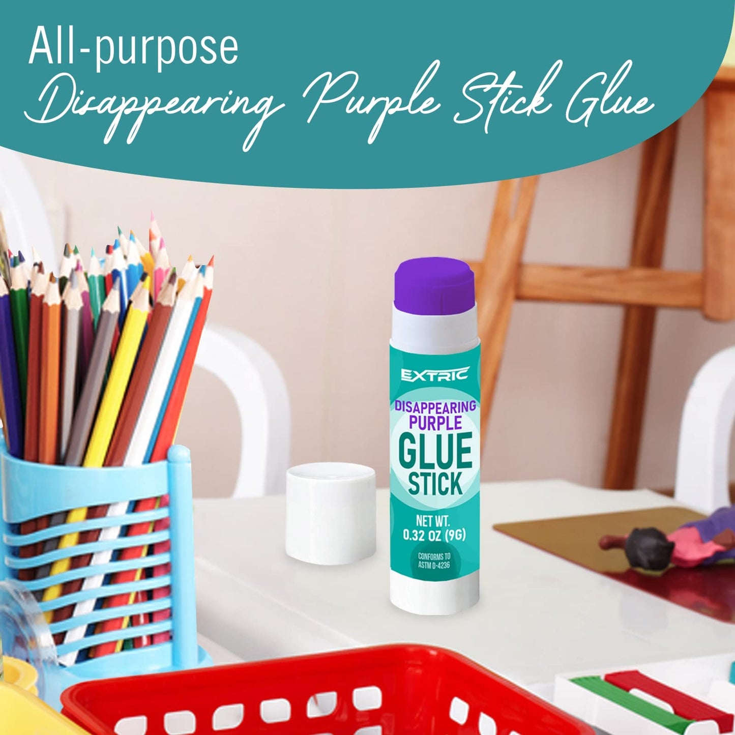 Glue Sticks Bulk Classroom, Purple Glue Sticks for Kids 24 Count, 0.32 Ounce Washable, for Kids, School and Home