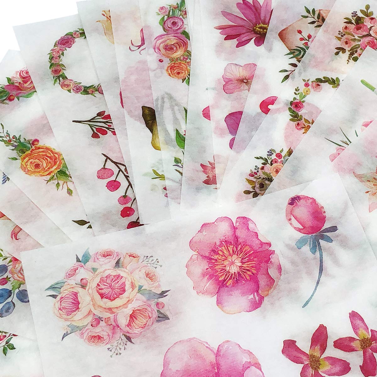 allydrew Washi Scrapbooking Stickers Box Set, Pink Flowers (20 Sheets)