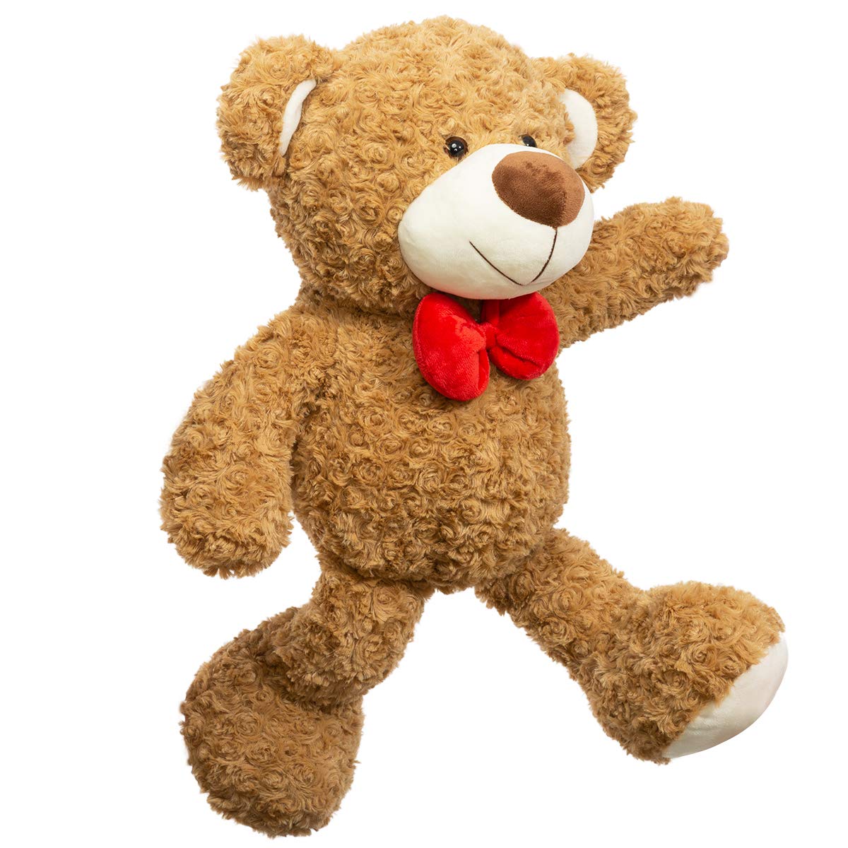 BEJOY Teddy Bear Stuffed Animal Plush Bear with Red Bow and Hearts Holiday Toy Gift 24 inches Brown