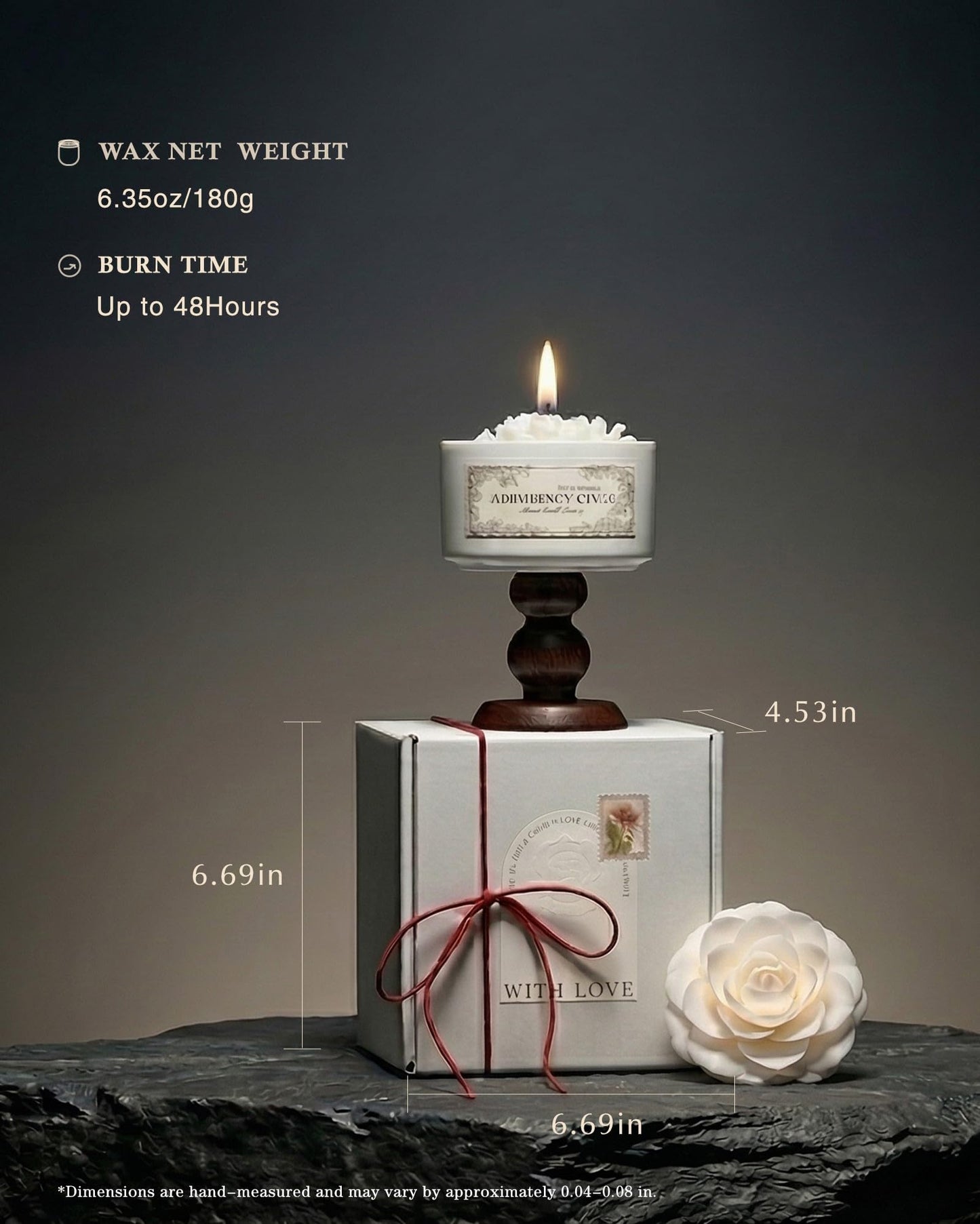 Candle Gift Set for Women, White Peach Oolong Scented Soy Aromatherapy Candle with Greeting Card & Box, Decorative Long Lasting Candles for Home, Birthday Gifts for Mom Friend