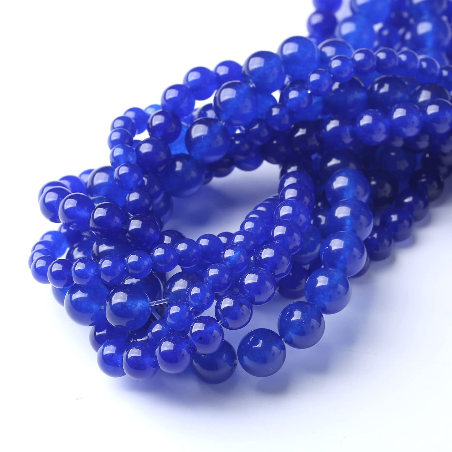 Tiger Eye Round Loose Beads Natural Gem Beads Crystal Energy Stone Beads for Jewelry Making 15" (Blue Chalcedony, 10MM)