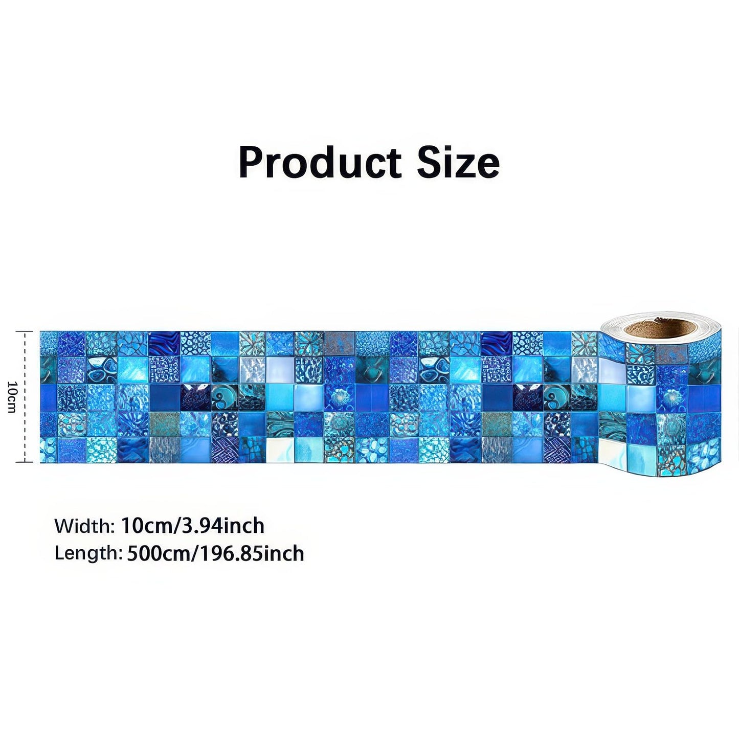 HOMETITUTE Wallpaper Border 4x196 Inch Peel and Stick Wall Border Wallpaper Border Self Adhesive Mosaic Tile Style Trim for Bathroom Kitchen Backsplash Mirror Frame Sink Cabinet Laundry Wall Decor