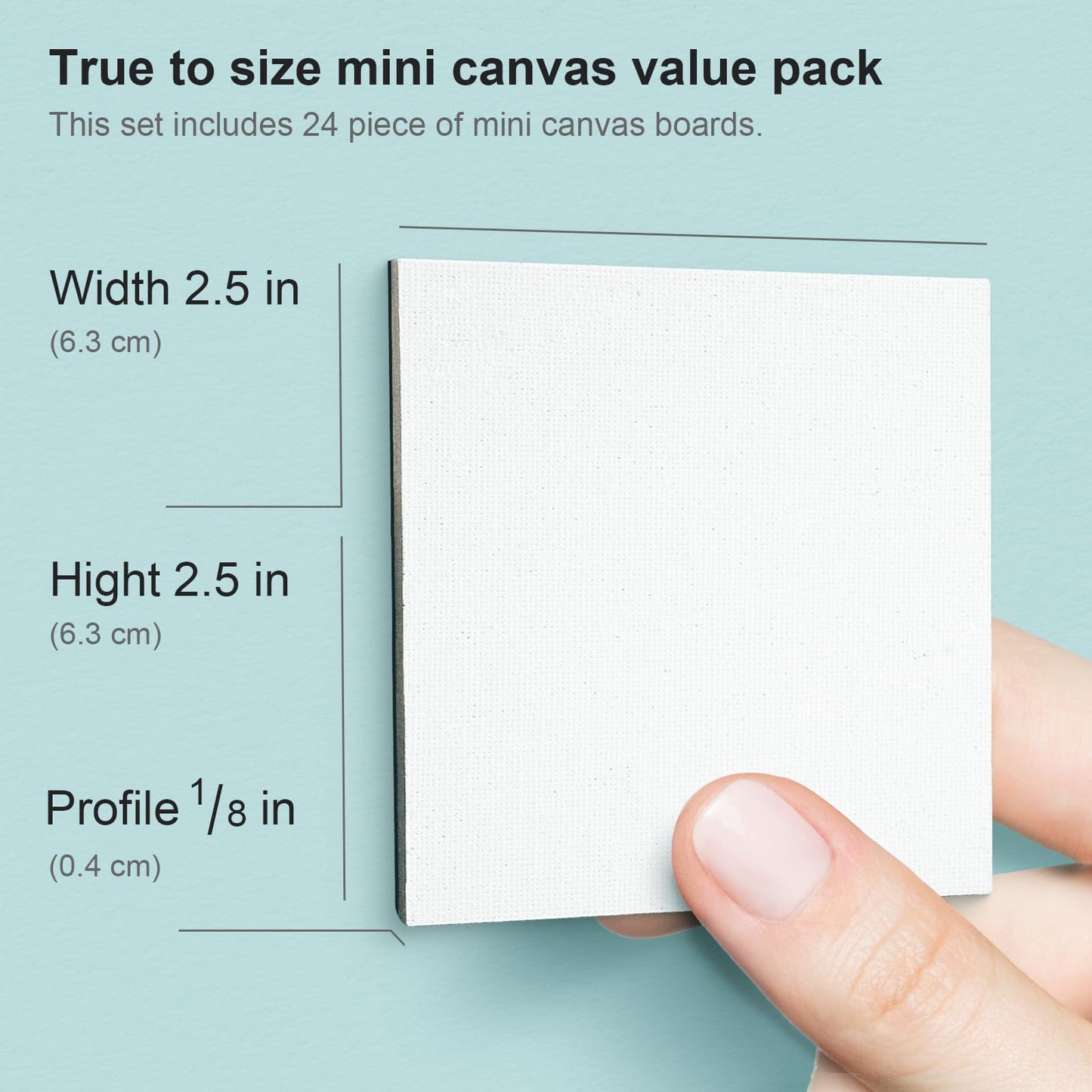 AUREUO Mini Magnetic Canvas Panel 2.5x2.5 Inch / 24 Pack - Small Square Flat Canvas Board with Magnet Back Art Gift Set Bulk Pack Tiny Thin Canvases for Painting & Craft