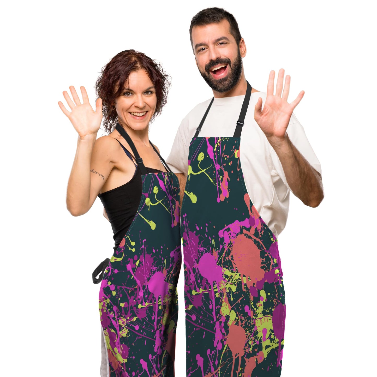 Olikked Cook Apron for Women Splatter Paint Pattern Mans Aprons for Cooking Funny for Kitchen Cooking Restaurant BBQ Painting Crafting 27” (W) x 31” (H), Waterproof Aprons