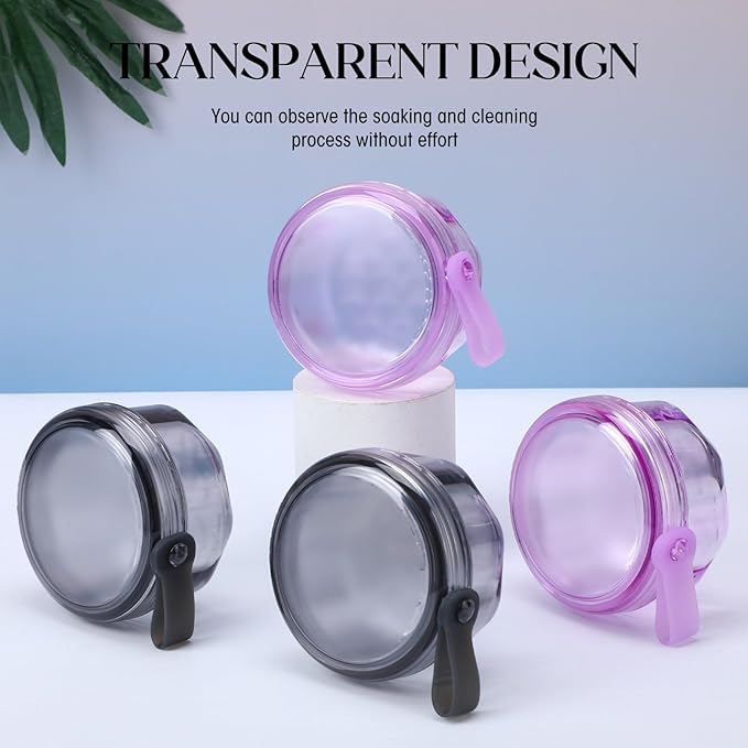 Sieral 6 Pcs Denture Case, Leak Proof Denture Bath Cup for Travel, False Teeth Container Cups for Soaking Full & Partial Dentures, Retainers, False Teeth Cleaning Kit Holder Box with Cleaner Brush