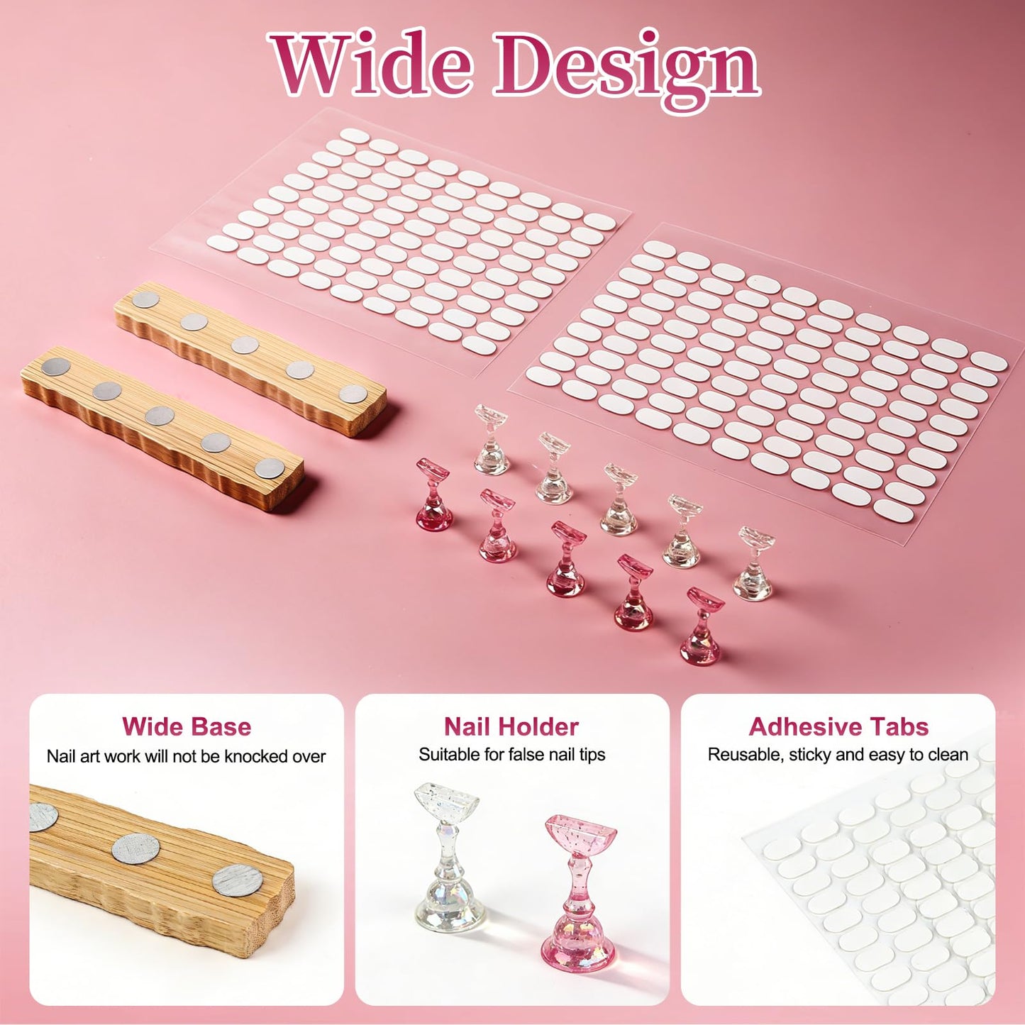 ANGNYA Nail Stand for Press on, 2 Set Super Magnetic Nail Holder for Painting Nails Nail Stand for Painting Nails Nail Display with 200pcs Sticky Tabs for Nail Art Display Home & Salon Use