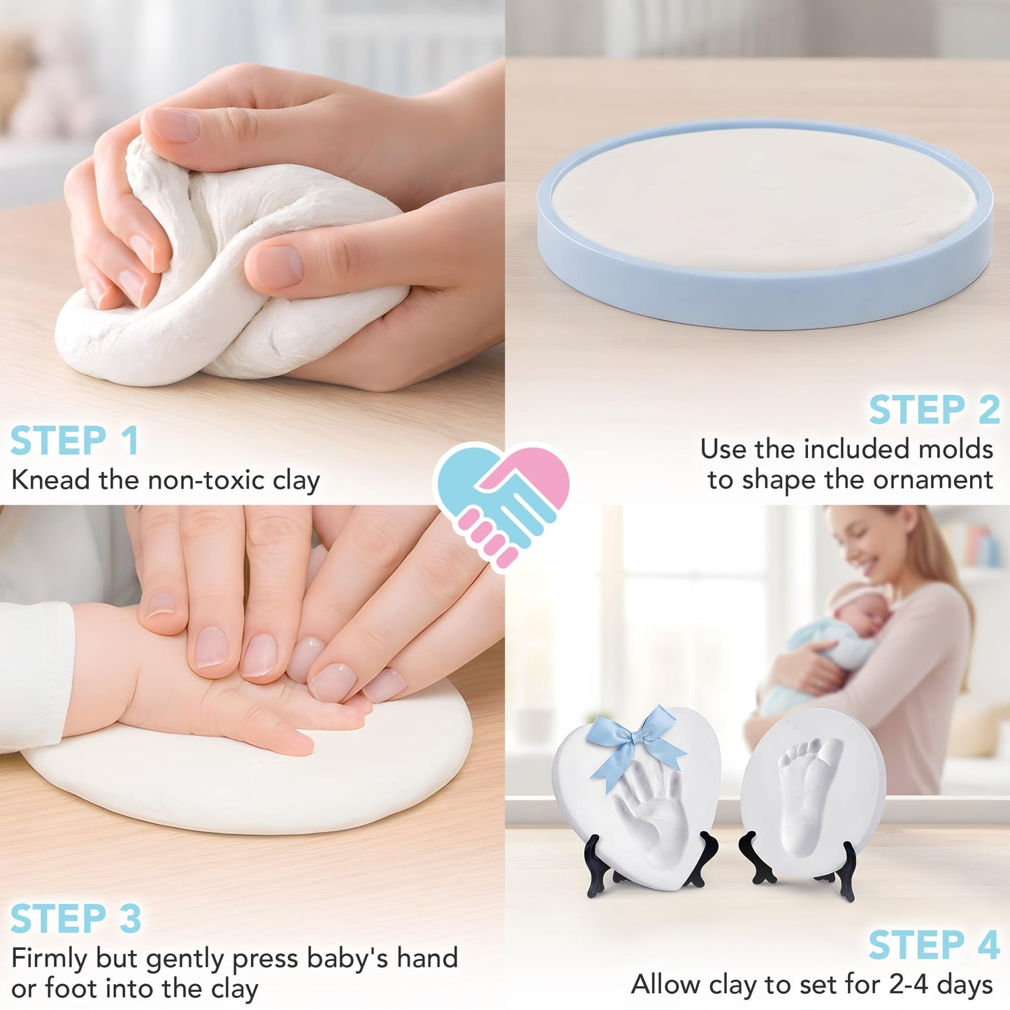 Casting Keepsakes Baby Handprint Ornament Making Kit (Includes Paint Set) Ornament Making Kit for Kids - Baby Hand and Footprint Clay