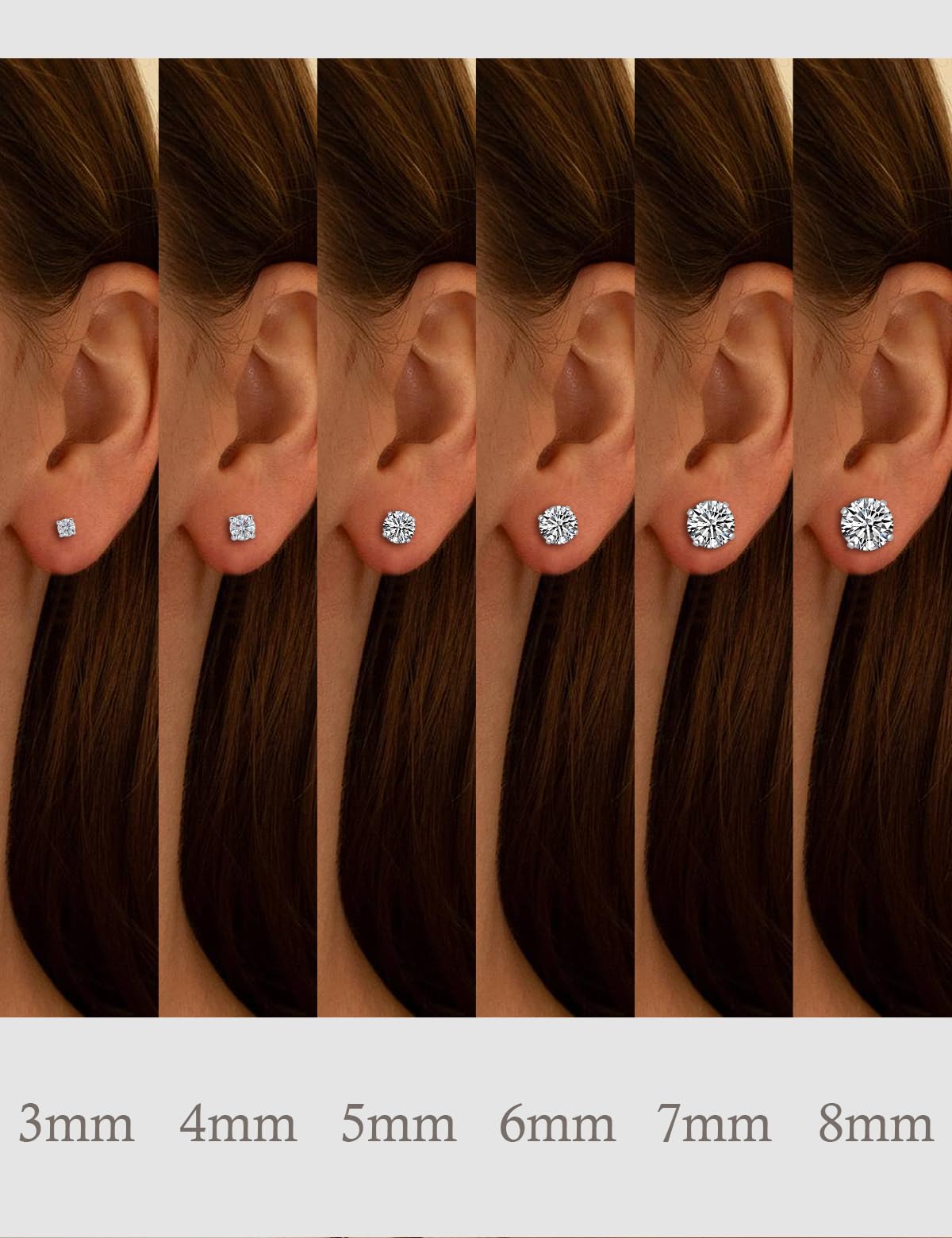 6 Pairs Stud Earrings for Women Men, Hypoallergenic Cubic Zirconia 316L Earrings Surgical Steel Earrings for Sensitive Ears, CZ Cartilage Stud Earrings Set for Multiple Piercing 3-8mm