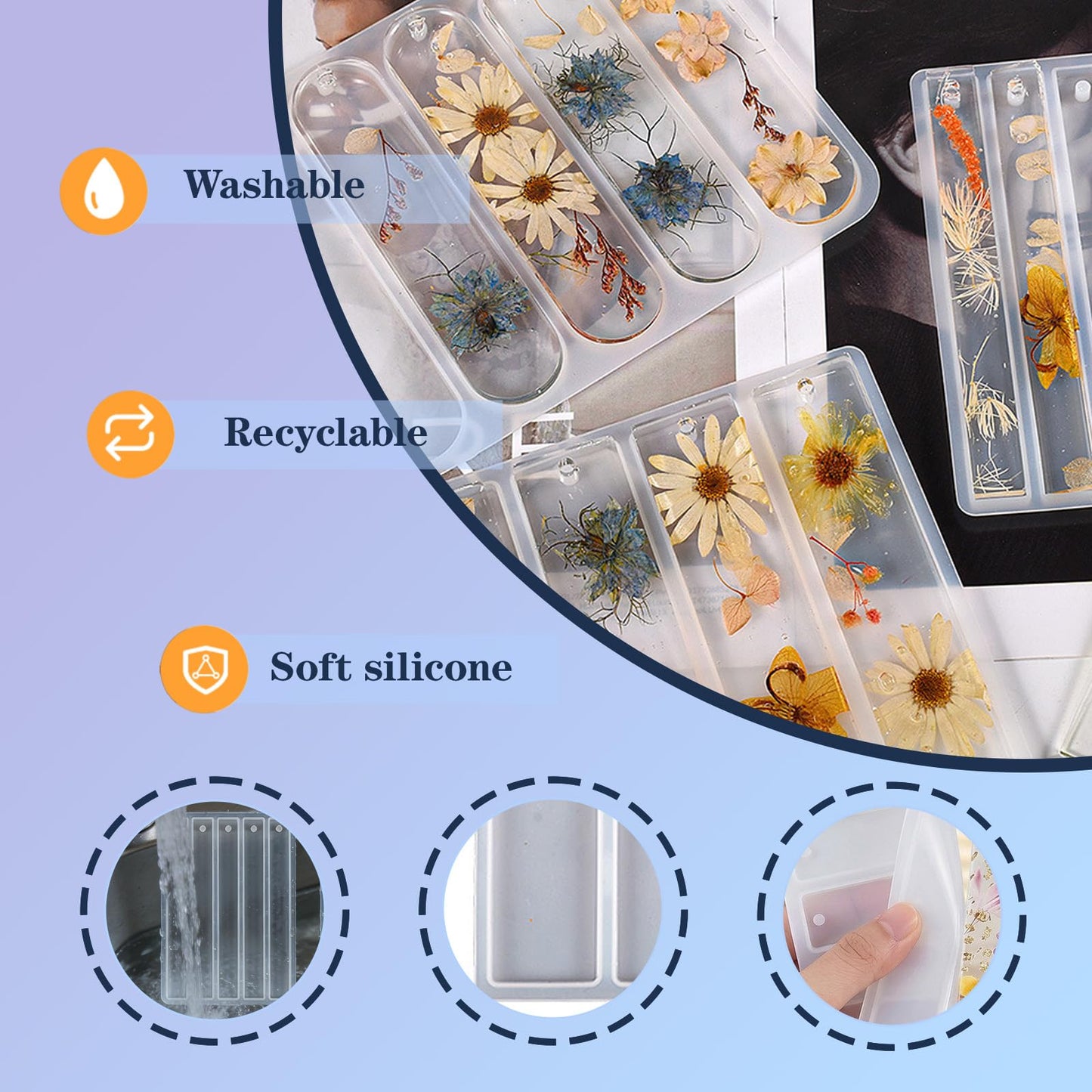 39 Pcs Resin Bookmark Mold, Silicone Epoxy Casting Molds Kit with 20 Tassels, Pre Punched Hole Design for DIY Bookmarks Craft Making, 10 Colors Presents for Adults Beginners Craft Classes