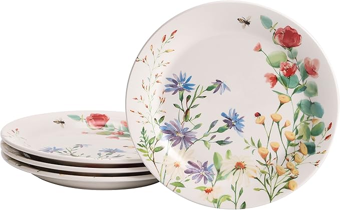 Bico Summer Provence Salad Plates Set of 4, 8.75 Inch Ceramic Dessert Plates for Salad, Appetizer, Side Dishes, Microwave and Dishwasher Safe, Gift for Housewarming and Thanksgiving