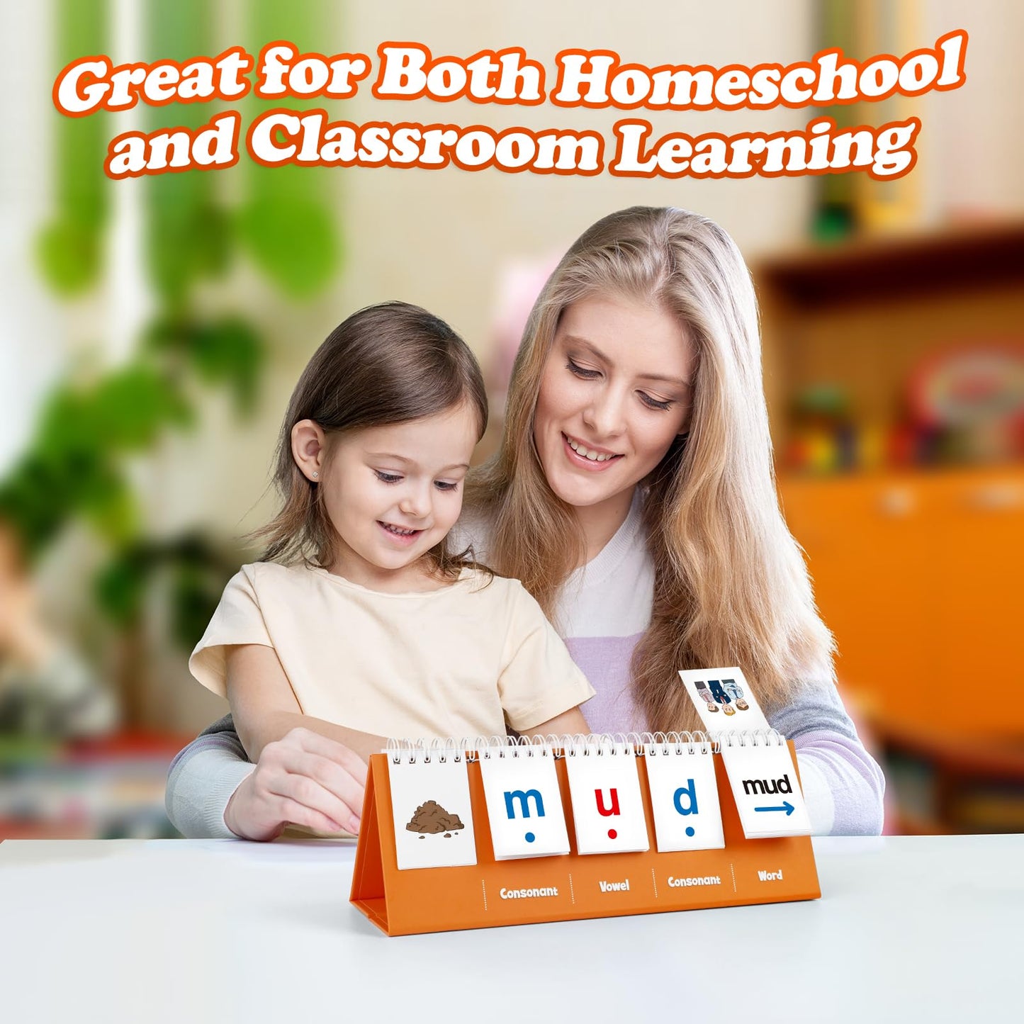 Aizweb CVC Word Games Kindergarten,Phonics Games Flash Cards for Preschool Classroom,Learn to Read,Reading Manipulative Spelling Educational Toy Learning Activities Speech Therapy School Supplies
