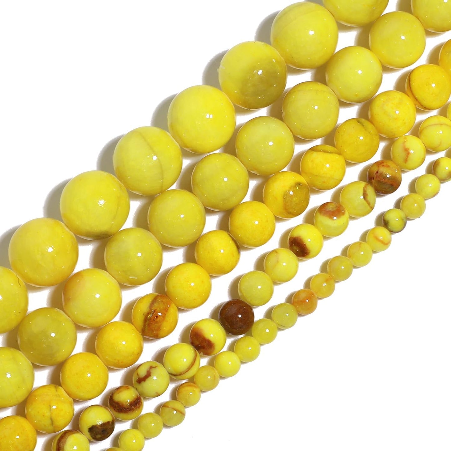 Yochus 60pcs 6mm Yellow Persian Jade Energy Healing Round Bulk Gemstone Beads for Jewelry Making Bracelet Necklace Earring DIY
