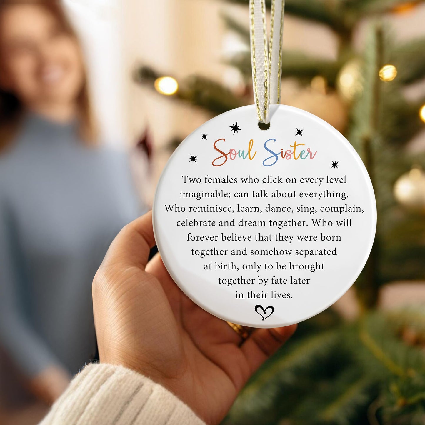Best Friend Christmas Ornament - Friendship Keepsake - Bestie and BFF Gifts - Soul Sister