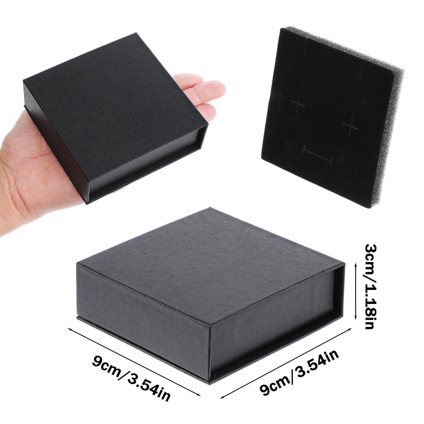Xaajooio 20 Pcs Black Small Jewelry Gift Boxes with Cotton Filled and Lids, 3.54 x 1.18 Inches, for Necklace Earring Ring Storage Display and Gift Packaging