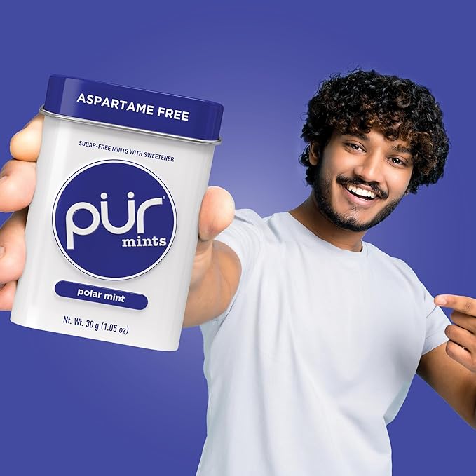 PUR Mints | Aspartame Free Mints | Made with Xylitol | Sugar Free, Vegan, Gluten Free & Keto Friendly | Natural Polar Mint Flavored Mints, 30 Pieces (Pack of 2)
