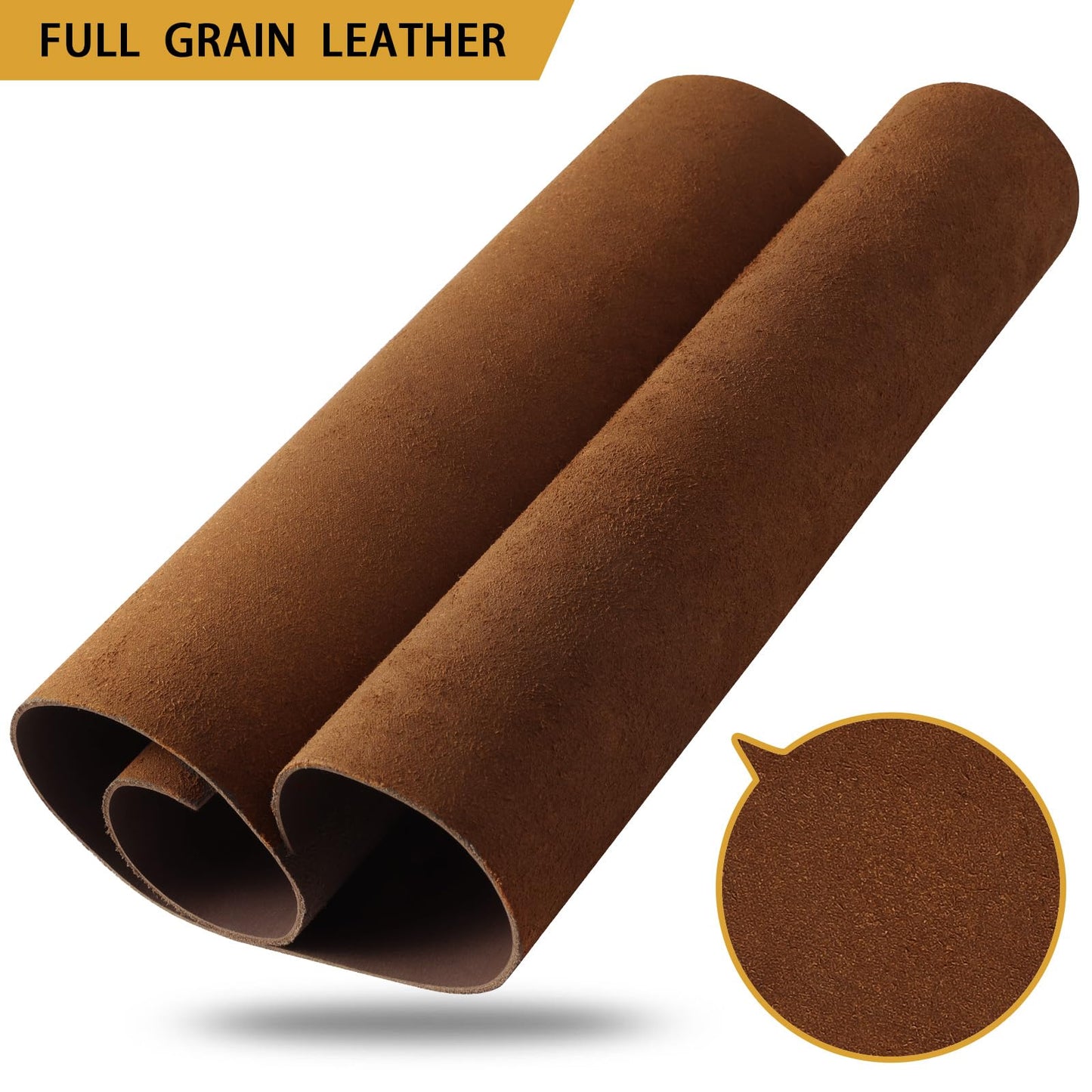 RingSun Genuine Leather Sheets for Crafts 12''X12'' Full Grain Leather Tooling Leather (2mm) Thick Cowhide Leather Pieces Square, Red Brown