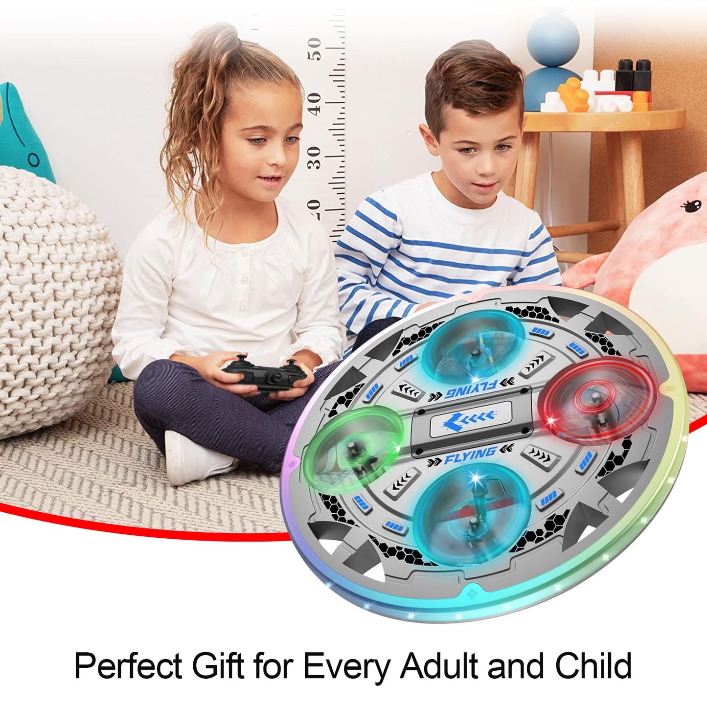 RC UFO Airplane for Kids and Beginners, 2.4GHz Drone Remote Control UFO Plane with 360° Flip, Auto Hovering and 2 Batteries (Blue)