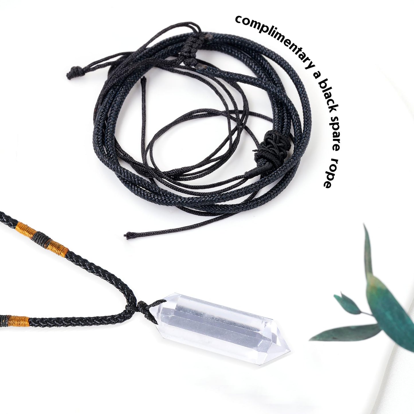 Runyangshi Clear Quartz Healing Crystal Pendants, Double Pointed Natural Crystal Quartz Necklace 6 Faceted Chakra Crystal Wand Stone