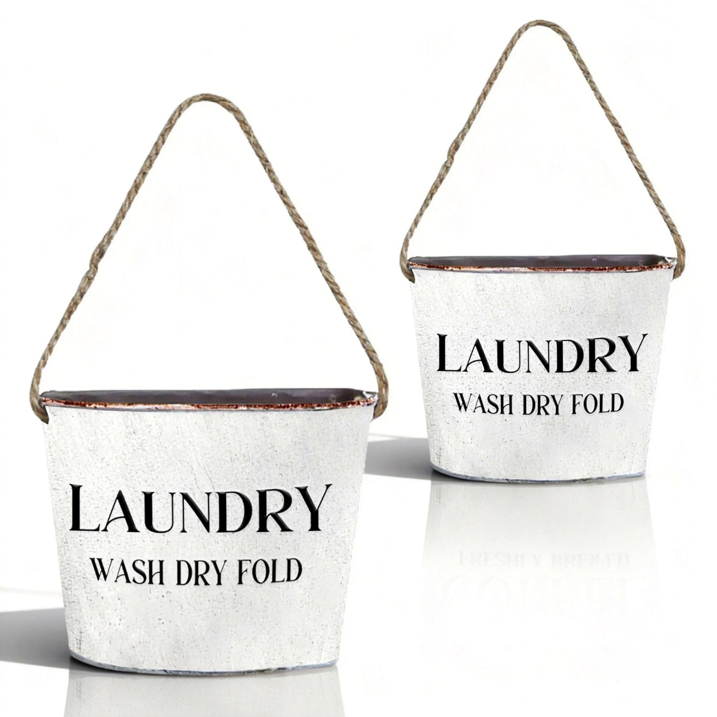 Lukpanda Laundry Room Decor - 2 Pcs Rustic Farmhouse Wall-Mounted Planters, Decorative Flower Pots for Laundry Room Walls, 6.2x5.5x4.3 Inches | Greenery Not Included