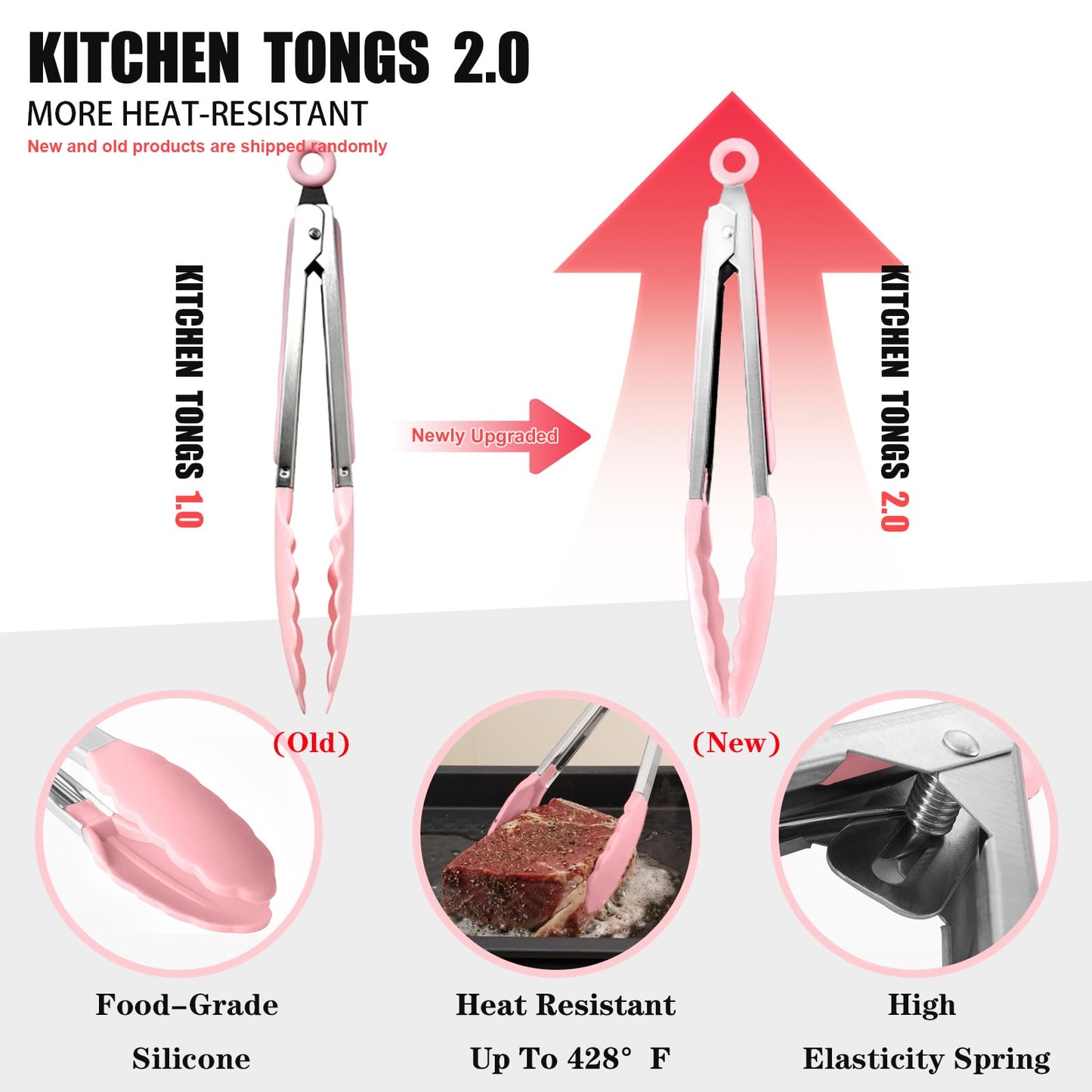 Silicone Kitchen Utensils Set - 15 Pieces Non Toxic Silicone Utensils Set For Cooking，428°F Heat Resistant Food Grade Kitchen Tools，Dishwasher Safe (Pink, 15 Piece Set)