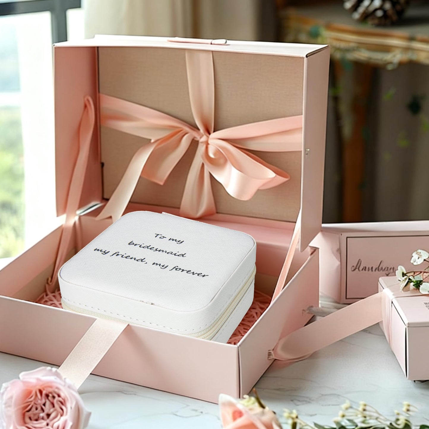 Yukriko 8 Pcs Bridesmaid Proposal Jewelry Gifts Boxes, Mini Travel Jewelry Case Poratble Earring Organizer for Women Bridesmaids Wedding Gifts