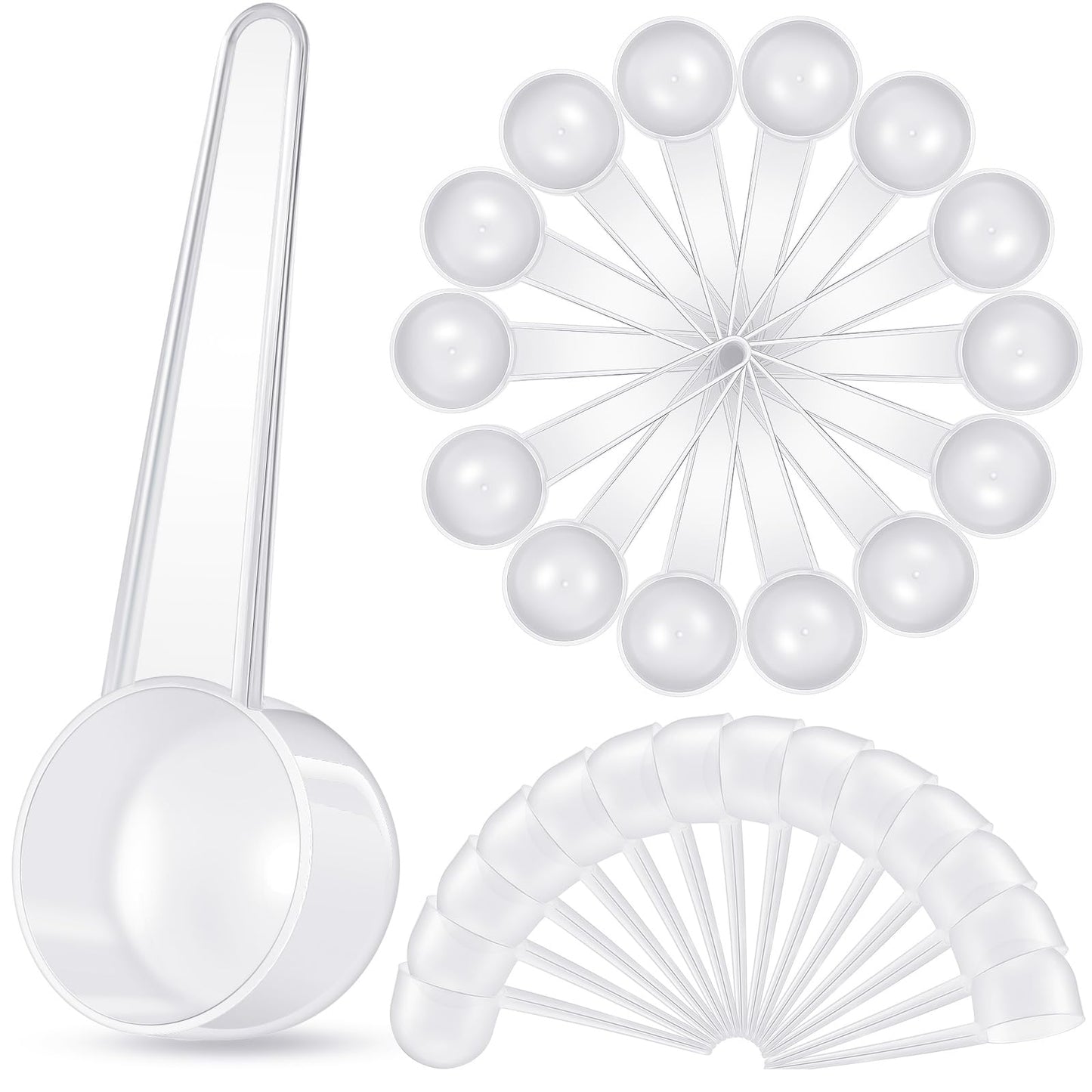 Meanplan 80 Pack Plastic Scoop Tablespoon Measuring Spoons (20 mL | 20 cc | 1.33 Tablespoon | 4 Tsp) Coffee Scoops Teaspoon for Measuring Coffee Grains Spices Protein Pet Food (Transparent)