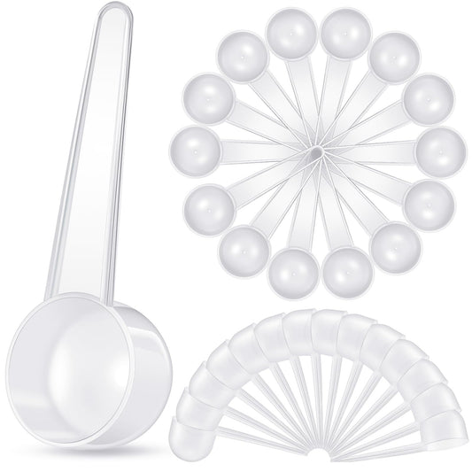 Meanplan 80 Pack Plastic Scoop Tablespoon Measuring Spoons (20 mL | 20 cc | 1.33 Tablespoon | 4 Tsp) Coffee Scoops Teaspoon for Measuring Coffee Grains Spices Protein Pet Food (Transparent)