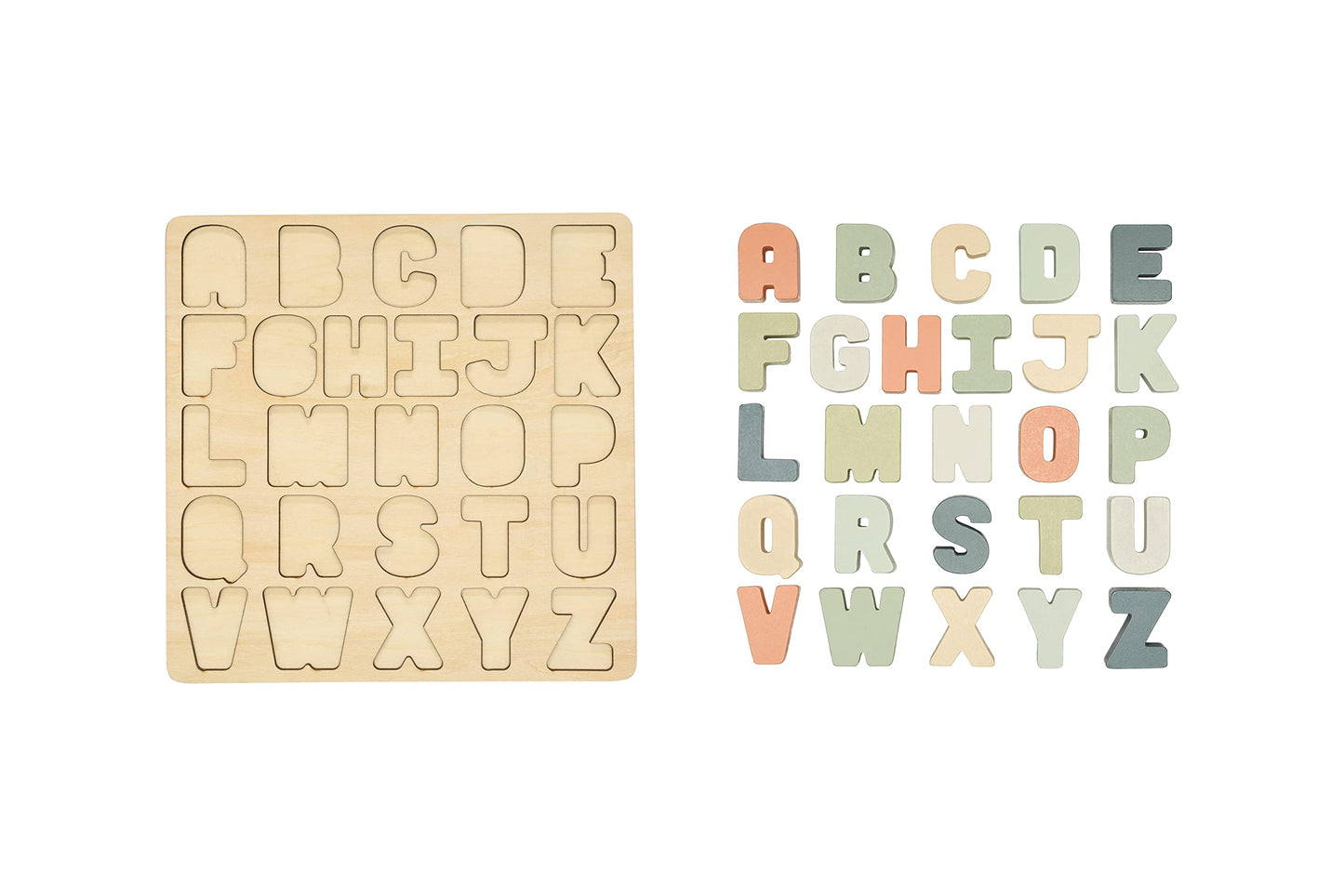 Pearhead Wooden Alphabet Puzzle, ABC Learning Toy for Toddlers, Montessori Educational Puzzle Board