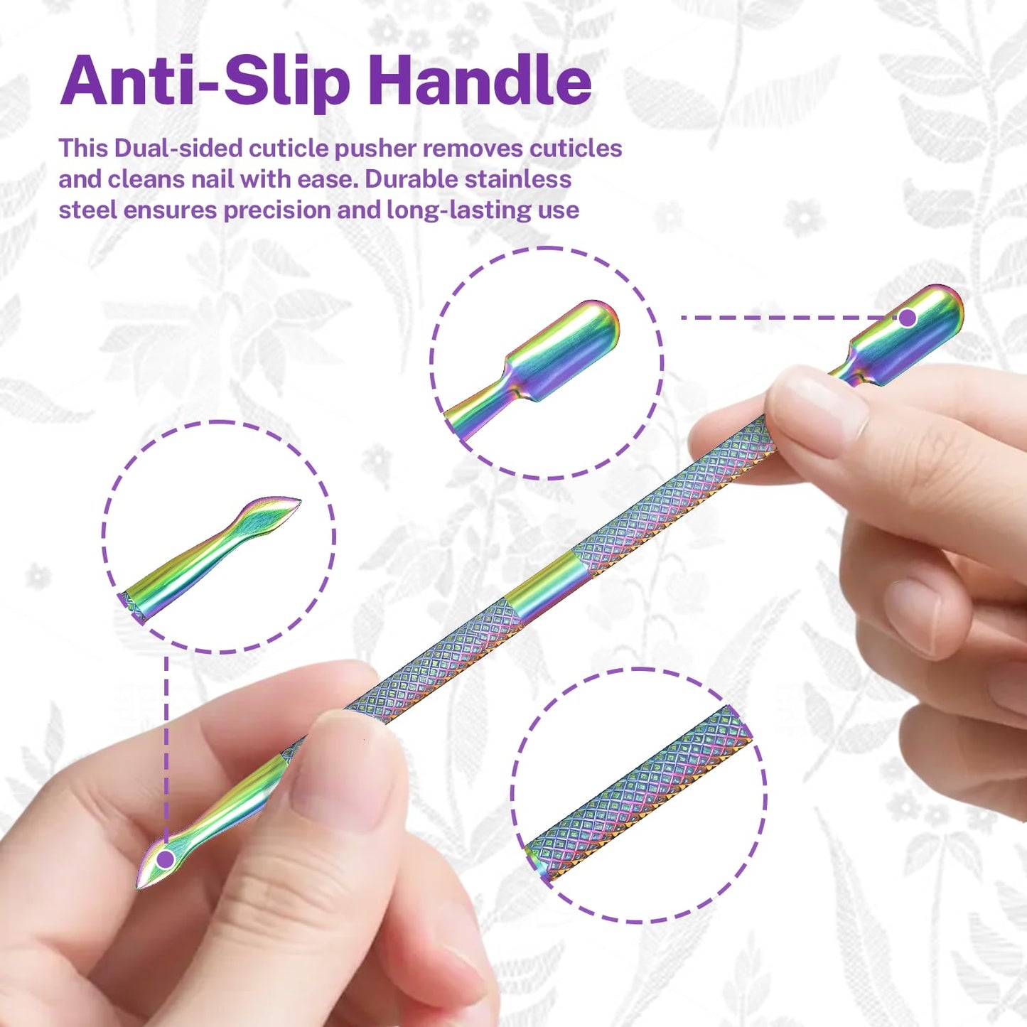 10Pcs Cuticle Pusher Remover and Cutter, Creatiee Double Ended Stainless Steel Cuticle Cleaner Nail Gel Polish Removal, Manicure Pedicure Nail Tools for Fingernails Toenails (Colorful)
