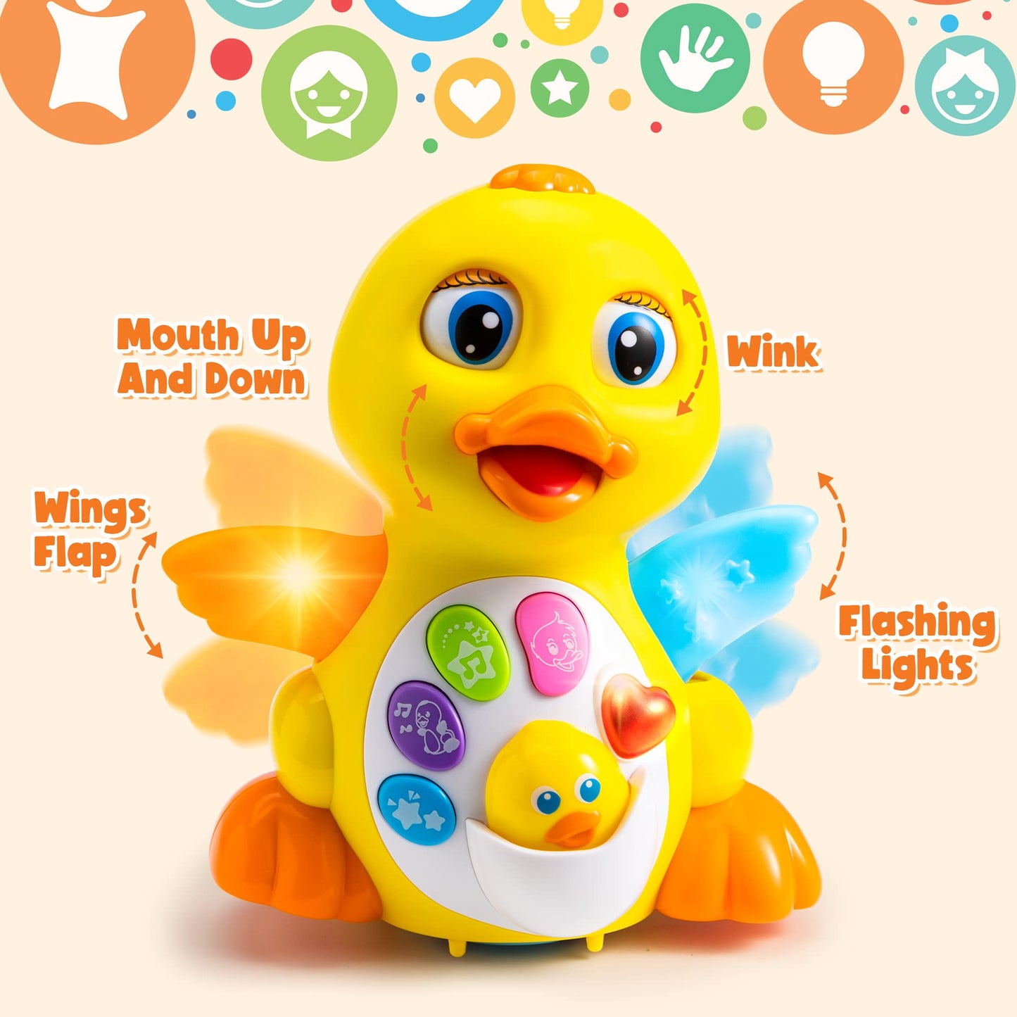 JOYIN Baby Toys Duck with 12 Pcs Bath Books, Infant Musical Toys 6+ Months, Nontoxic Fabric Soft Crinkly Cloth Books