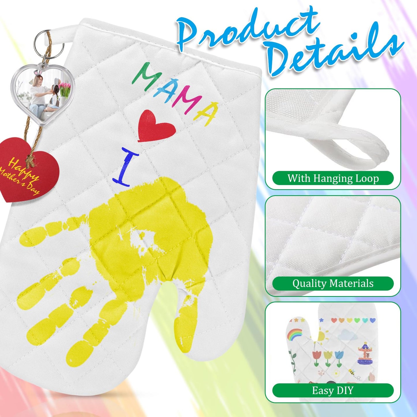 Cinrobiye 12 Set Oven Mitts Craft Kits Painting White Blank Kitchen Oven Gloves with Drawing Stencils for Kitchen Grilling BBQ Cooking Baking DIY Activities Teachers （5.5"X 12"）