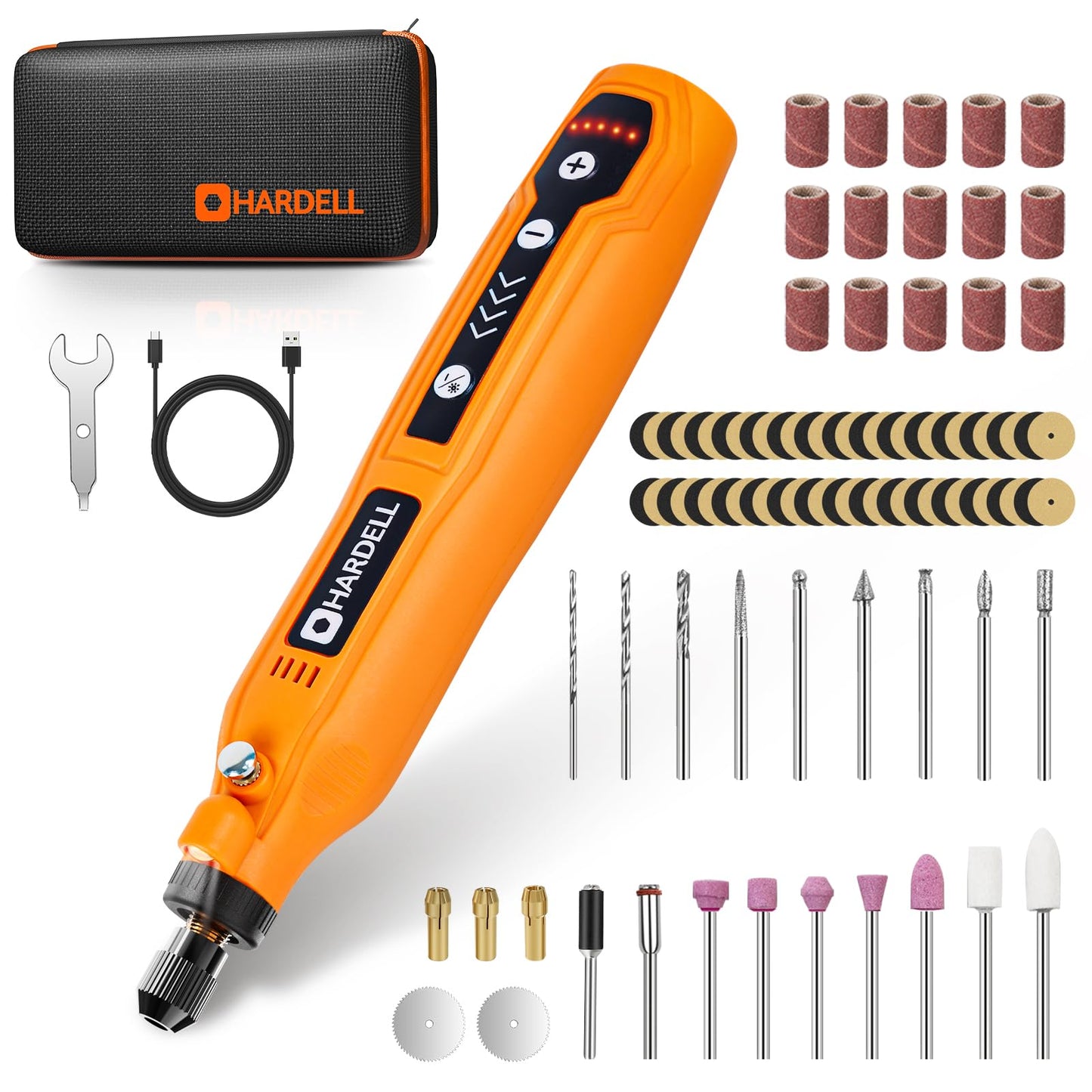 HARDELL Mini Cordless Rotary Tool, 5-Speed and USB Charging Rotary Tool Kit with 69 Accessories, Multi-Purpose 3.7V Power Rotary Tool for Sanding, Polishing, Drilling, Etching, Engraving, DIY Crafts