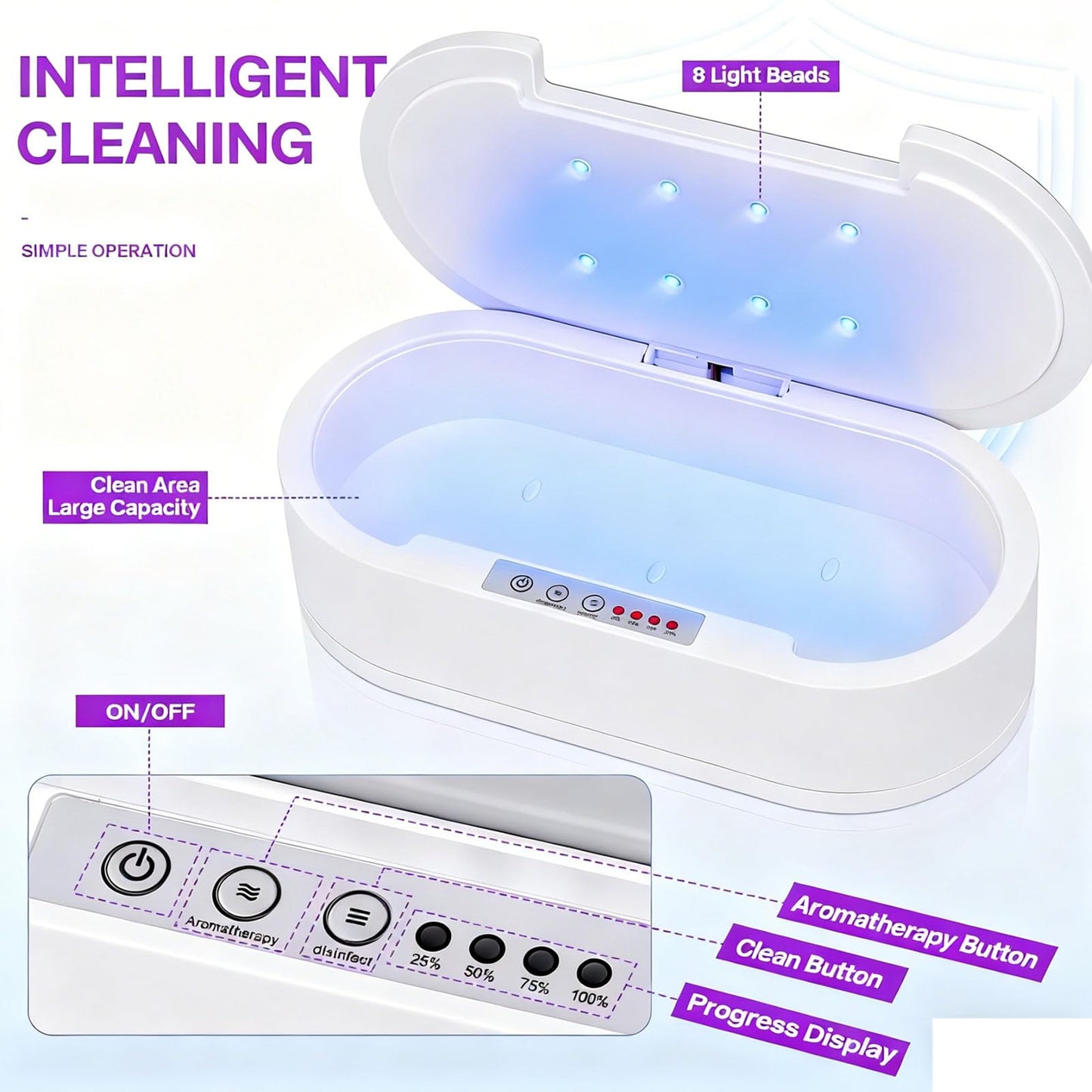 Multifunctional Cleaning Box, ALLGLAM Portable USB Cleaning Box for Nail Manicure Make Up Tools,Jewelry,Tattoo Supplies Cleaning