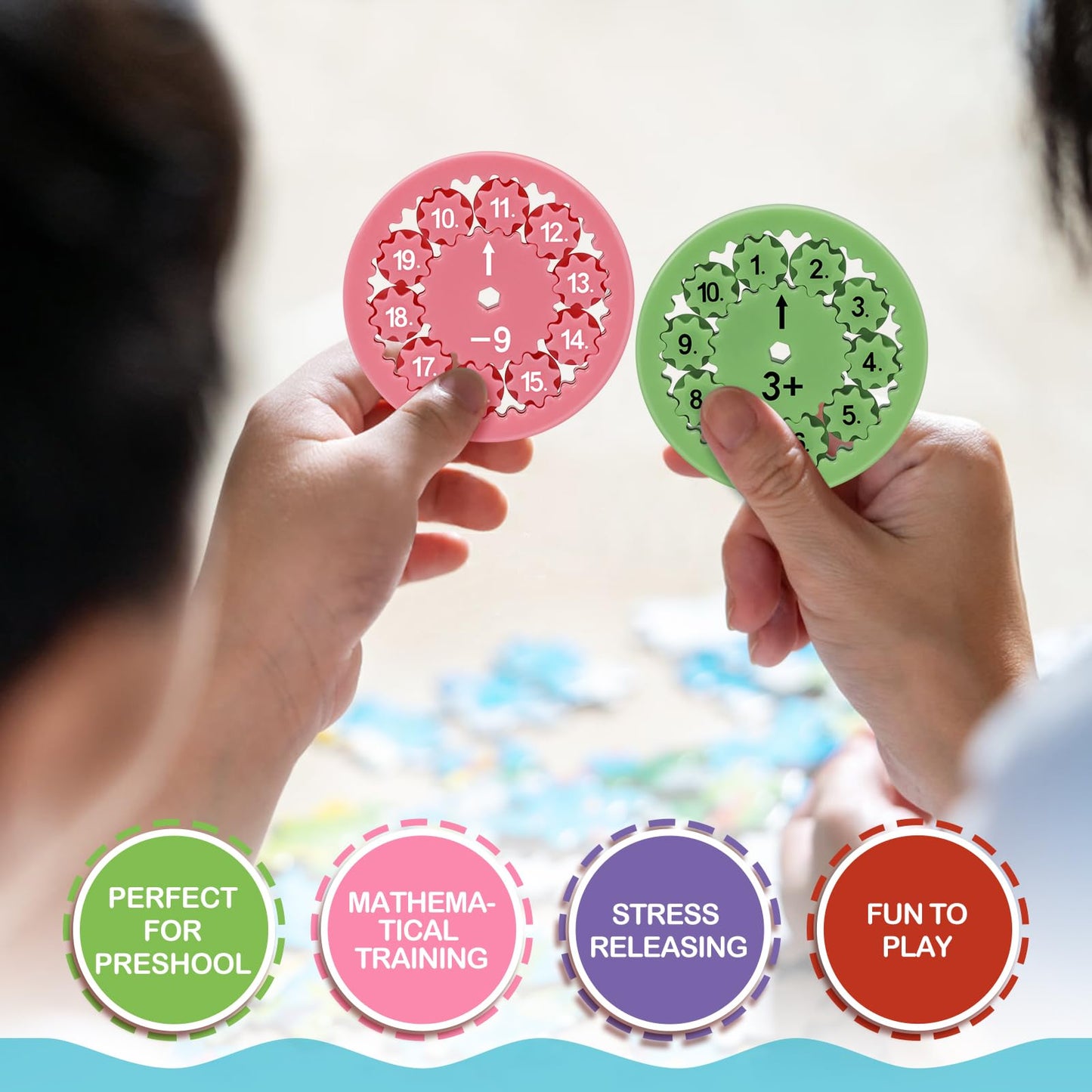 Math Fidget Spinners,Educational Math Fact Fidget Spinners,Stimmers&Fidgeters,Math Games Toy Gift for School-Age Kids，Kindergarten,Pupil,Preschool Children(18pcs Add,Sub,Mult,Div)