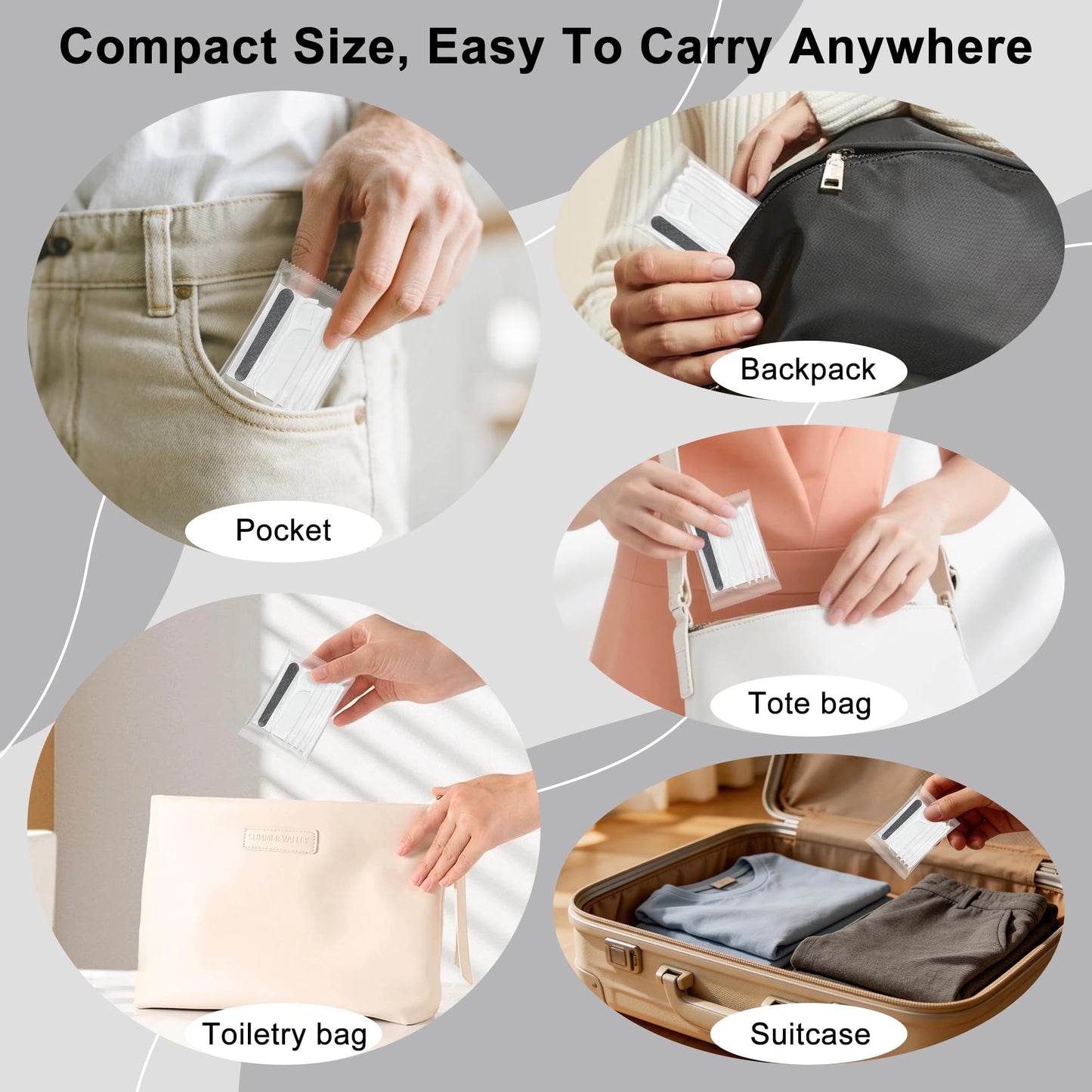 Lomgwumy Bulk Vanity Kits, Hotel Vanity Kits in Individual Packaging, Featuring Cotton Pads, Cotton Swabs, Dental Floss, and Nail Files. Ideal for Travel, Hotels, and Home Use (100-PACK)