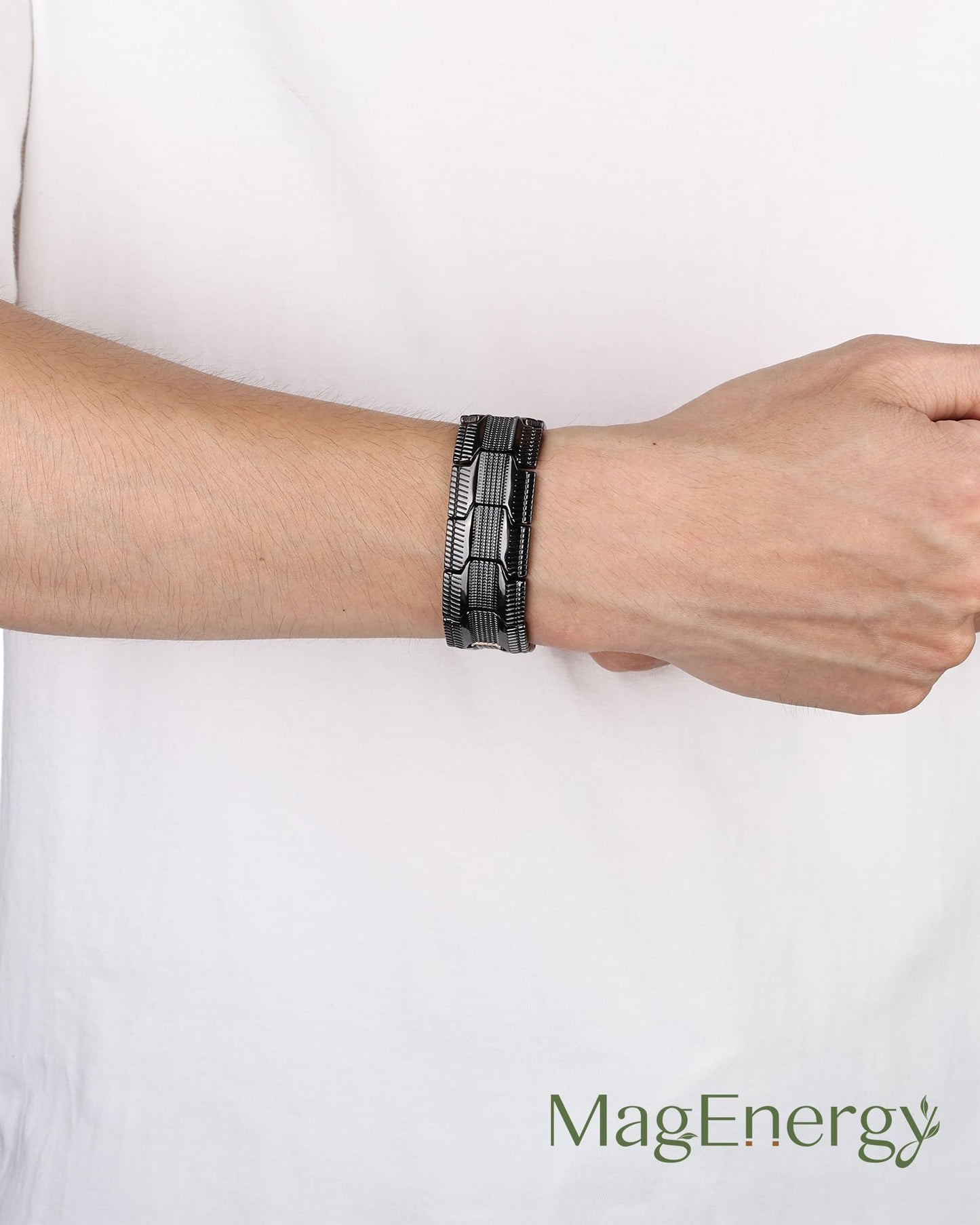MagEnergy Copper Bracelet for Men, 3X Strength Magnetic Bracelet with 99.99% Pure Copper Ring & 3500 Gauss Magnets, Adjustable Length with Sizing Tool