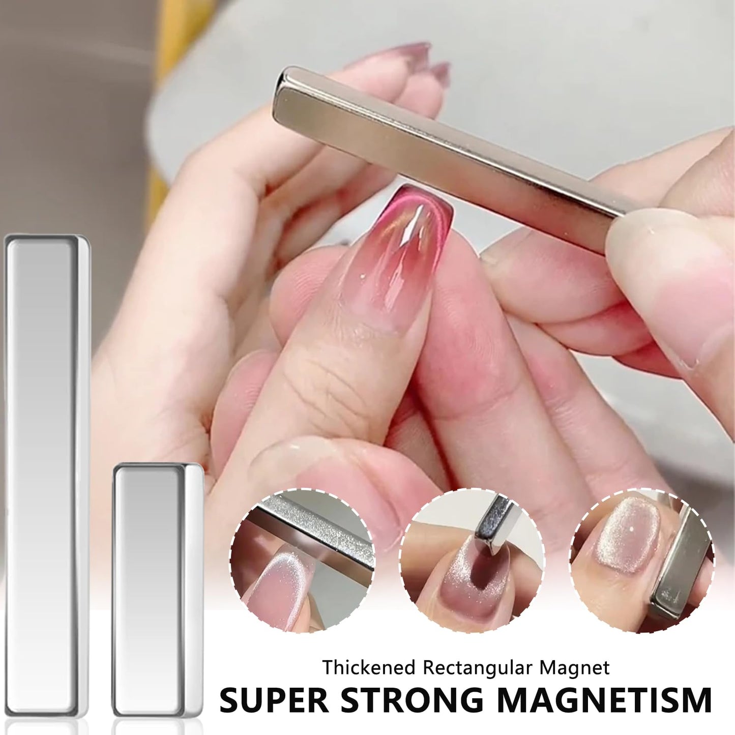 MOLILON 46Pcs Cat Eye Nail Magnet Tool Set, Cat Eye Heart Magnets for Nails, Double-Head Nails Magnet Stick, Round Magnetic Beads, Heart Cat Eye Gel Polish Magnets Tools for Women DIY Manicure
