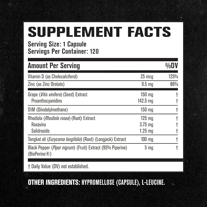 Jacked Factory Androsurge Estrogen Blocker for Men - Natural Testosterone Booster for Men & Estrogen Metabolizer with Tongkat Ali, DIM, Long Jack & More - Test Booster & Muscle Builder - 120 Count