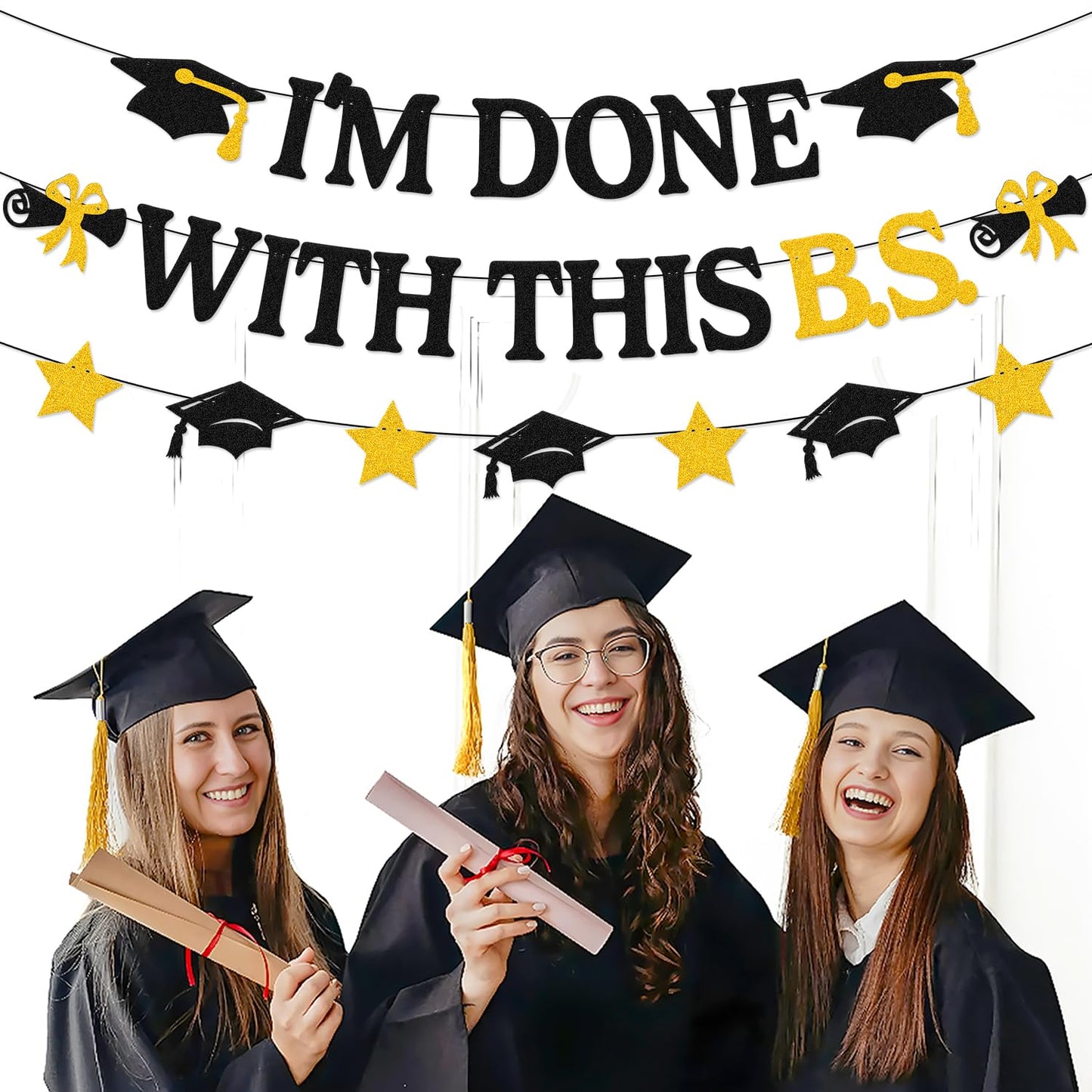 I'm Done with This B.S. Banner Class of 2025 Bachelor Graduation Party Decoration College Grad Decor Congrats Grad Backdrop Congratulations We Are So Proud of You Decor