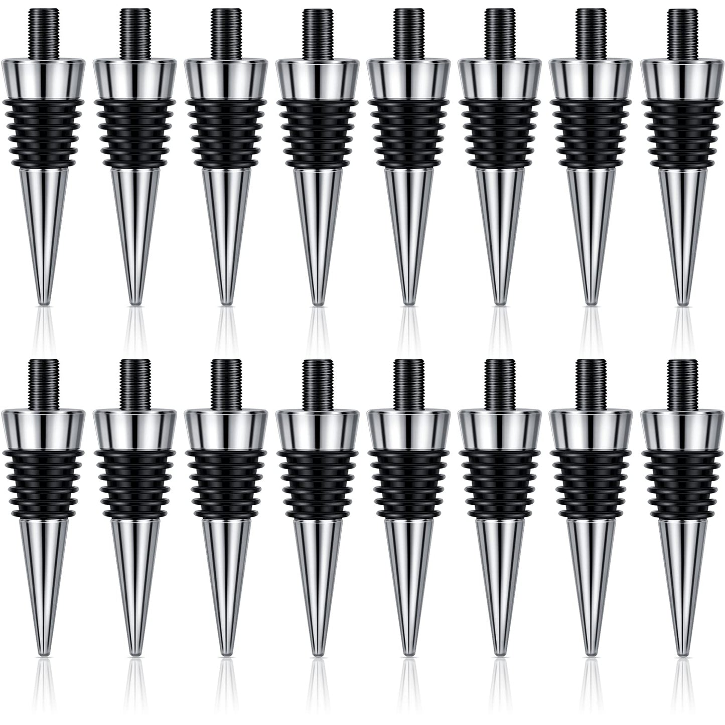 Honeydak 16 Pieces Metal Bottle Stopper Blank Stainless Steel Wine Bottle Stopper Kit Reusable Wine Saver Corks Hardware for Wedding Party Bar Turning