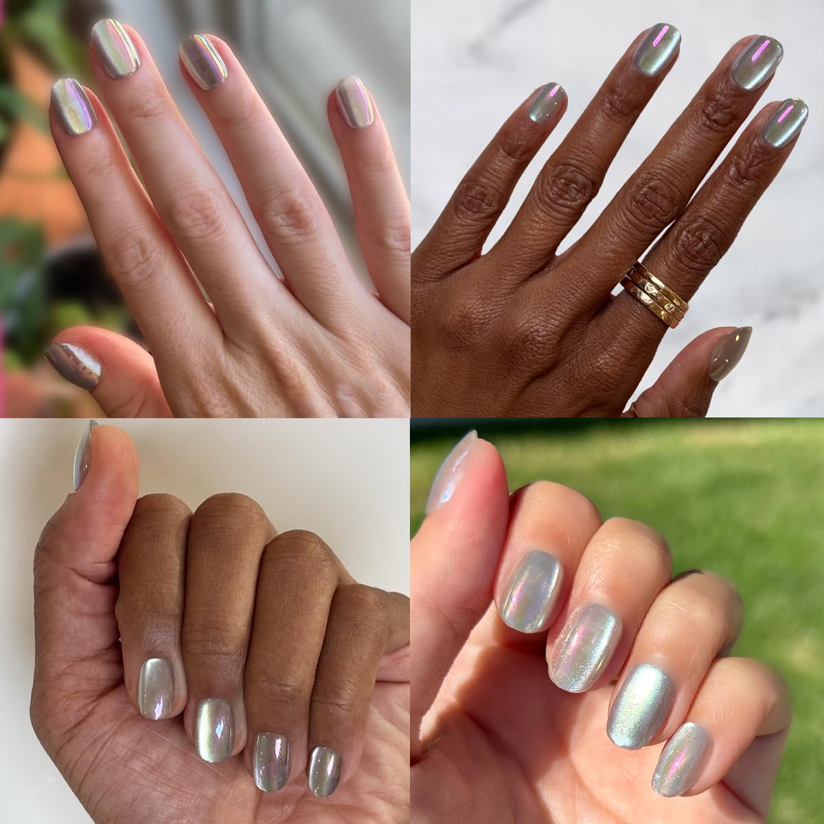 Olive & June Instant Mani Press-On Nails (Glue) | 42 Fake Nails, 21 Sizes | Non-Toxic, Long-Lasting Recycled Materials | Spring Flowers & Patterns | Extra Short, Round | Sheer Lavender Shimmer