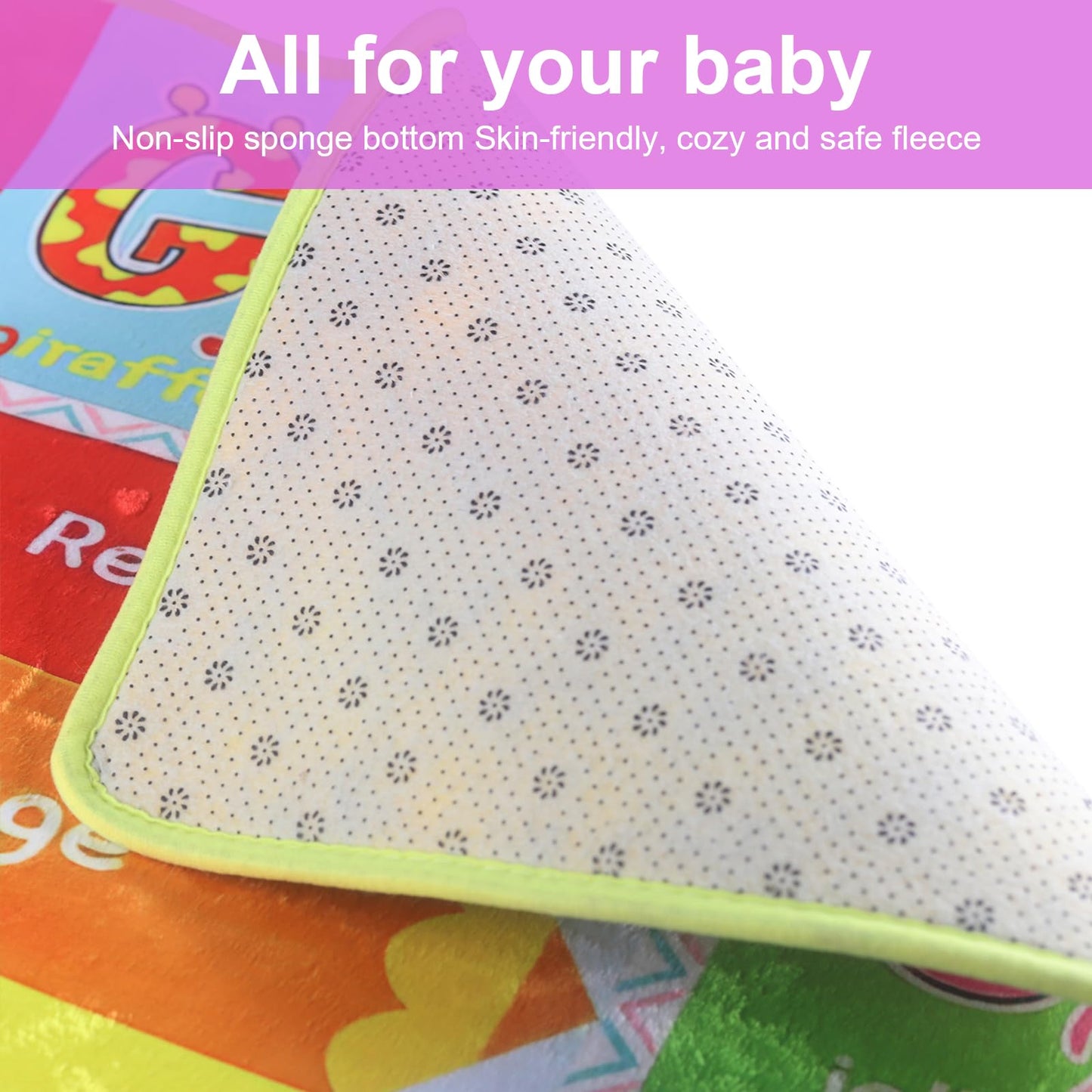 chunsemeiju Baby Play Mat for Floor, Non-Slip Playmat for Toddlers & Infants, Extra Thick Large Padded Educational ABC Kids Rug for Crawling & Playing Super Soft Plush Surface to Keep Safe(40"x60")