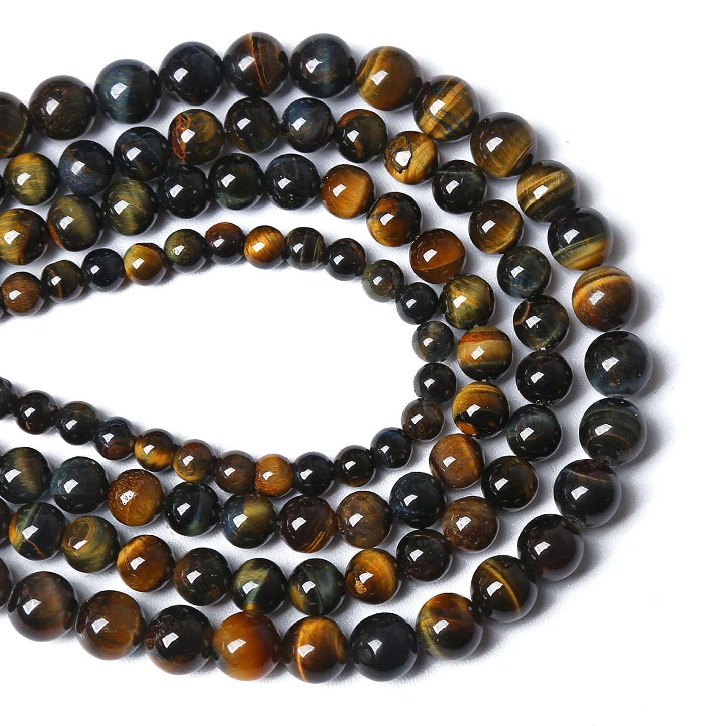 6MM 60PCS Natural Tiger Eye Beads Yellow Blue Stone Loose Beads for Jewelry Making DIY Bracelet Necklace