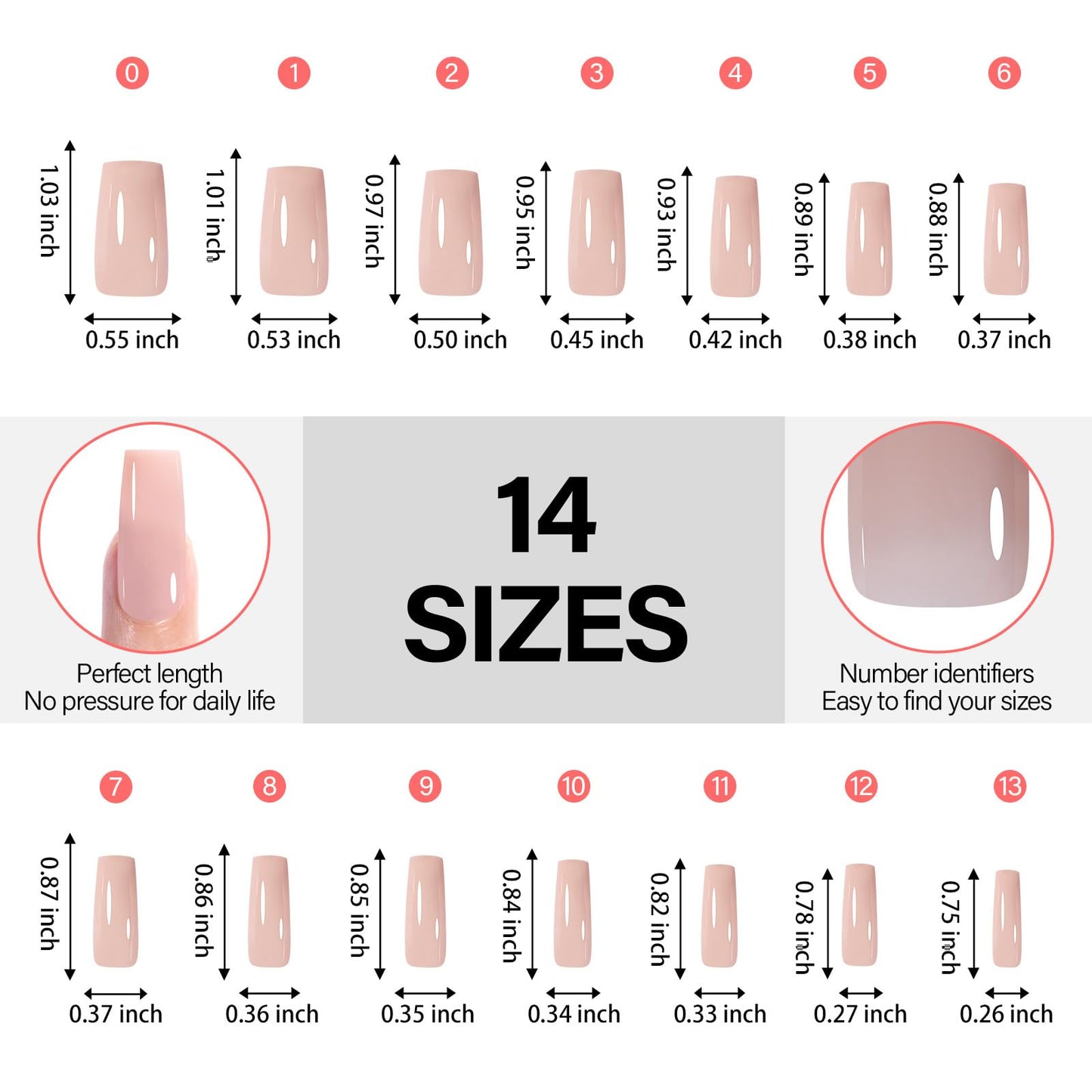 AILLSA Press on Nails Medium Square 140 PCS Fake Nails 4 in 1 Medium Glossy Nude Nails Press Ons, Long Lasting Pre-Shaped Gel Nails Natural False Nail for Nail Art DIY Women
