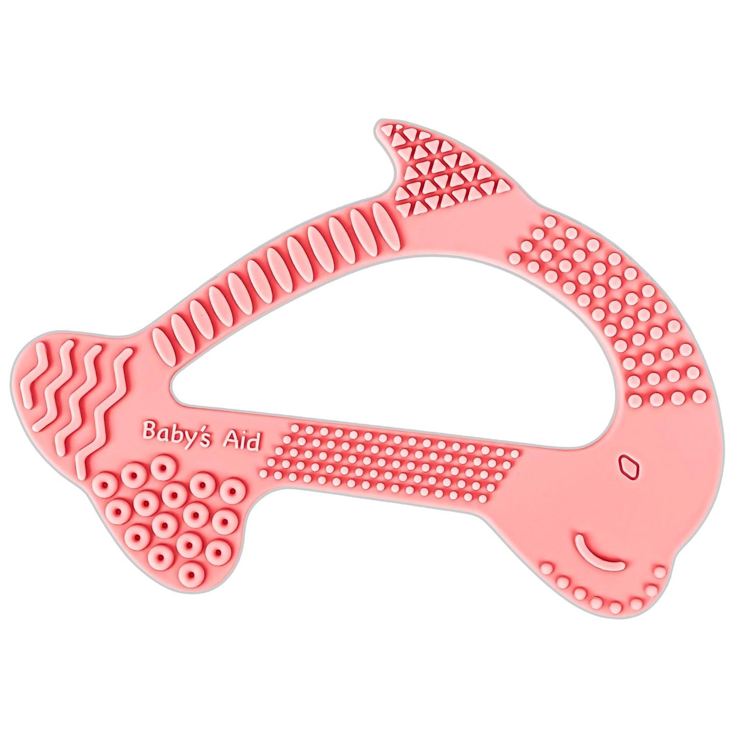 Silicone Baby Teether - Dolphin | 8 Teething Relief Textures, 100% Food-Grade, Easy to Hold & BPA Free Silicone Teethers for Babies, Baby Teething Toys, Soft Chew Toy for Babies Ages 3M+, Baby’s Aid