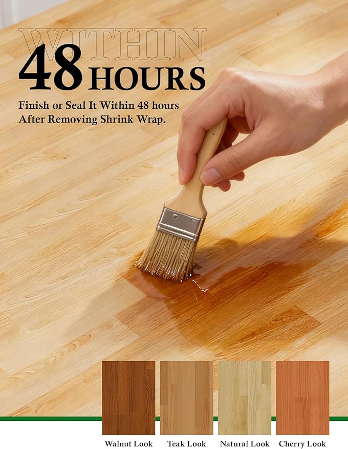 3FT Butcher Block Countertop Birch Solid Wood - 36" x 25" Table Top Butcher Block Cutting Board for Kitchen Island Living Dining Office Desk Workbench Washer Dryer Countertop Unfinished 1.5" Th