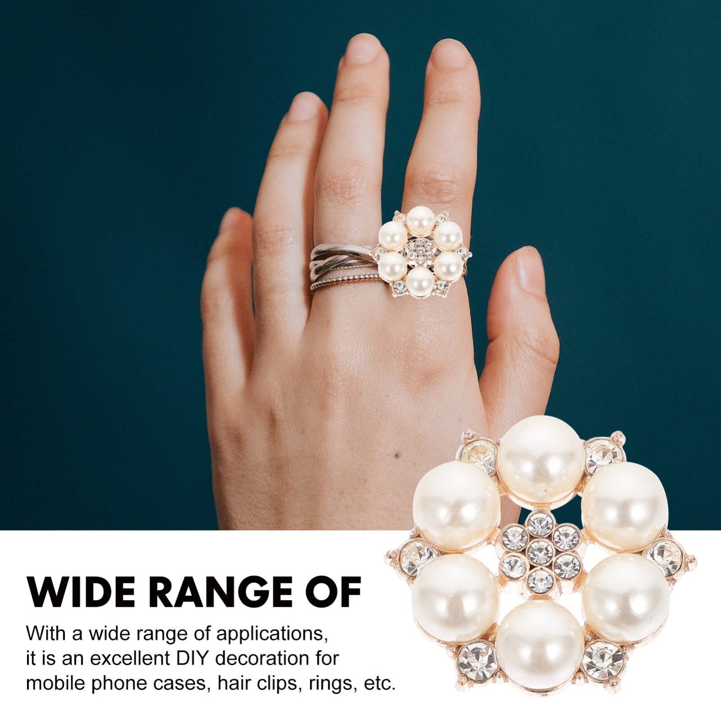 30pcs Pearl Rhinestone Buttons Faux Pearl Buttons Embellishments Flatback Rhinestone for Jewelry Making Clothes Shoes Wedding DIY Decor Golden