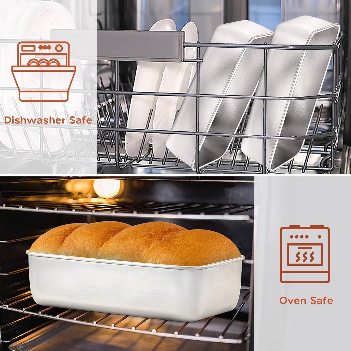 Onader Bread Loaf Pans Set of 8, 9 x 5 Inch Stainless Steel Deep Meatloaf Pan for Baking