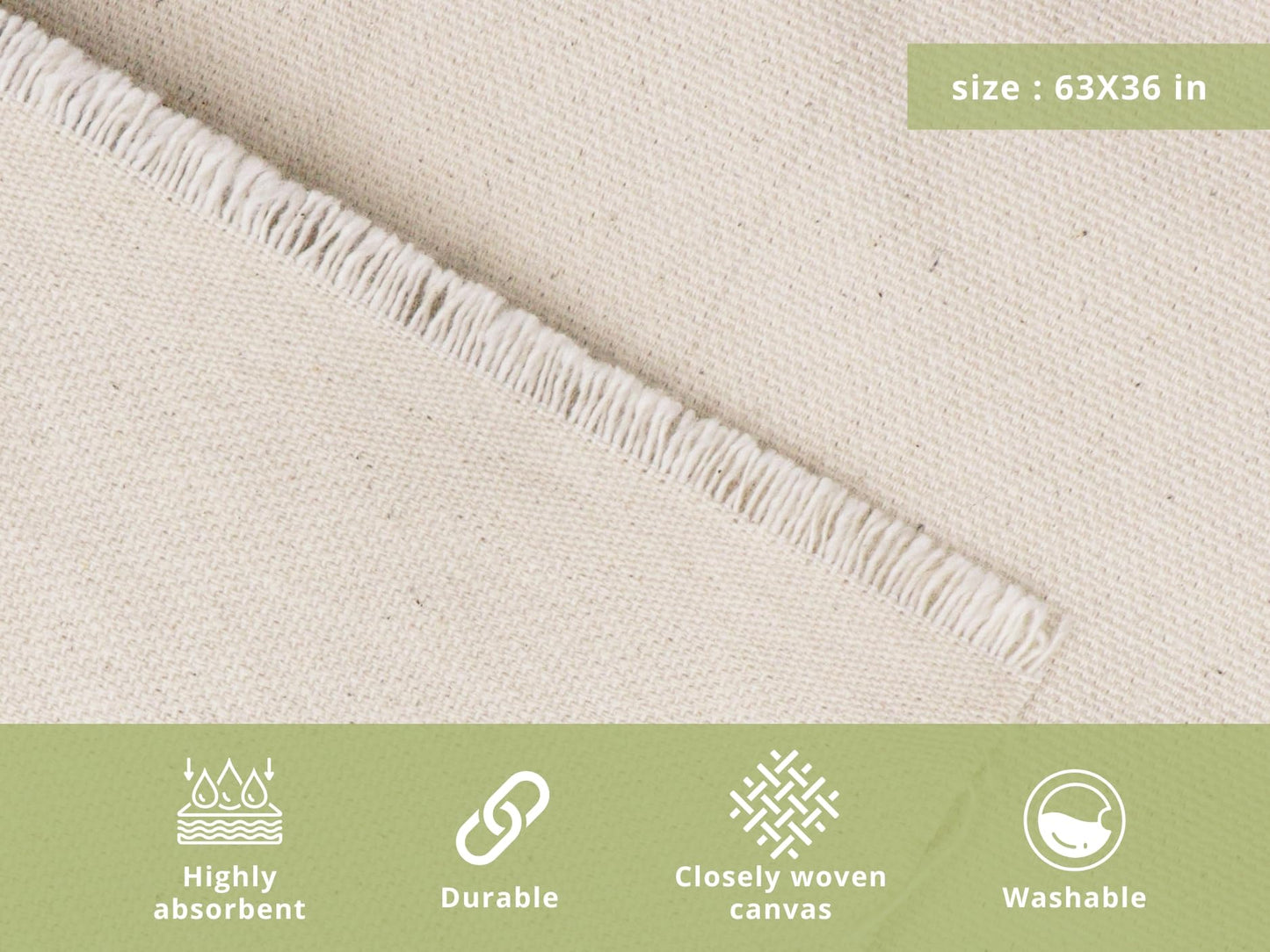 PurpleEssences 100% Cotton Canvas Duck Fabric, Natural Cloth for Sewing, Upholstery, Painting, Crafts, Bags, Home Décor, Placemats & DIY Projects (1 Yd(63 x 36 Inch))