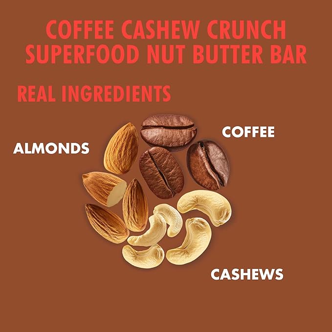B.T.R. Nation Vegan Keto Plant Based High Protein & High Fiber Bars - Coffee Cashew Crunch Protein+ | 12 Bars | Low Carb & GF, Free of Sugar Alcohols, Dairy, Soy and with Powerful Superfoods!